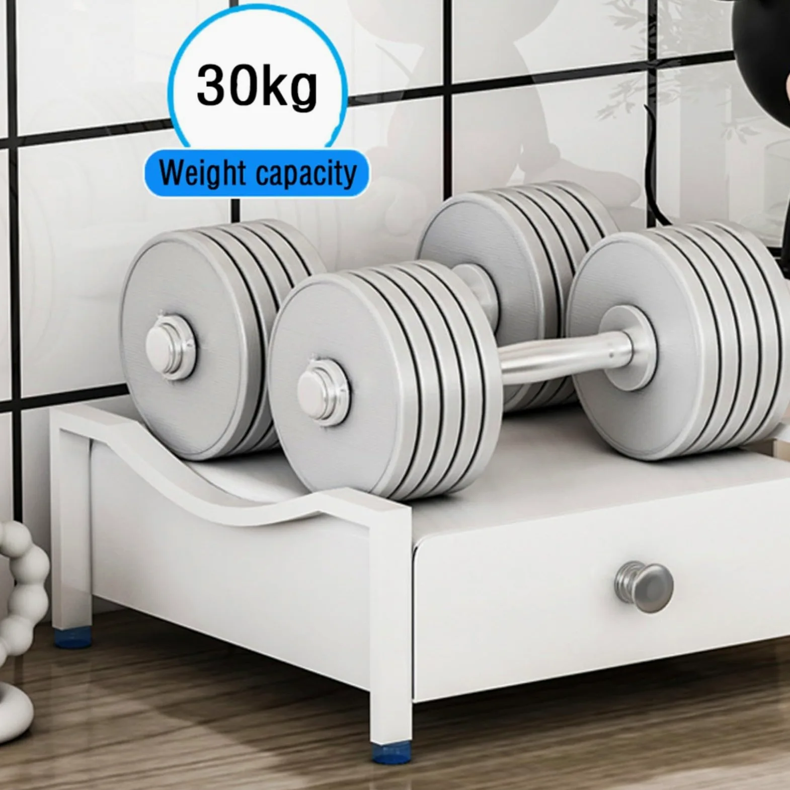 Soporte resistente para máquina de café de acero al carbono con cajón deslizante para almacenamiento de cápsulas y accesorios, organizador de cocina (S)