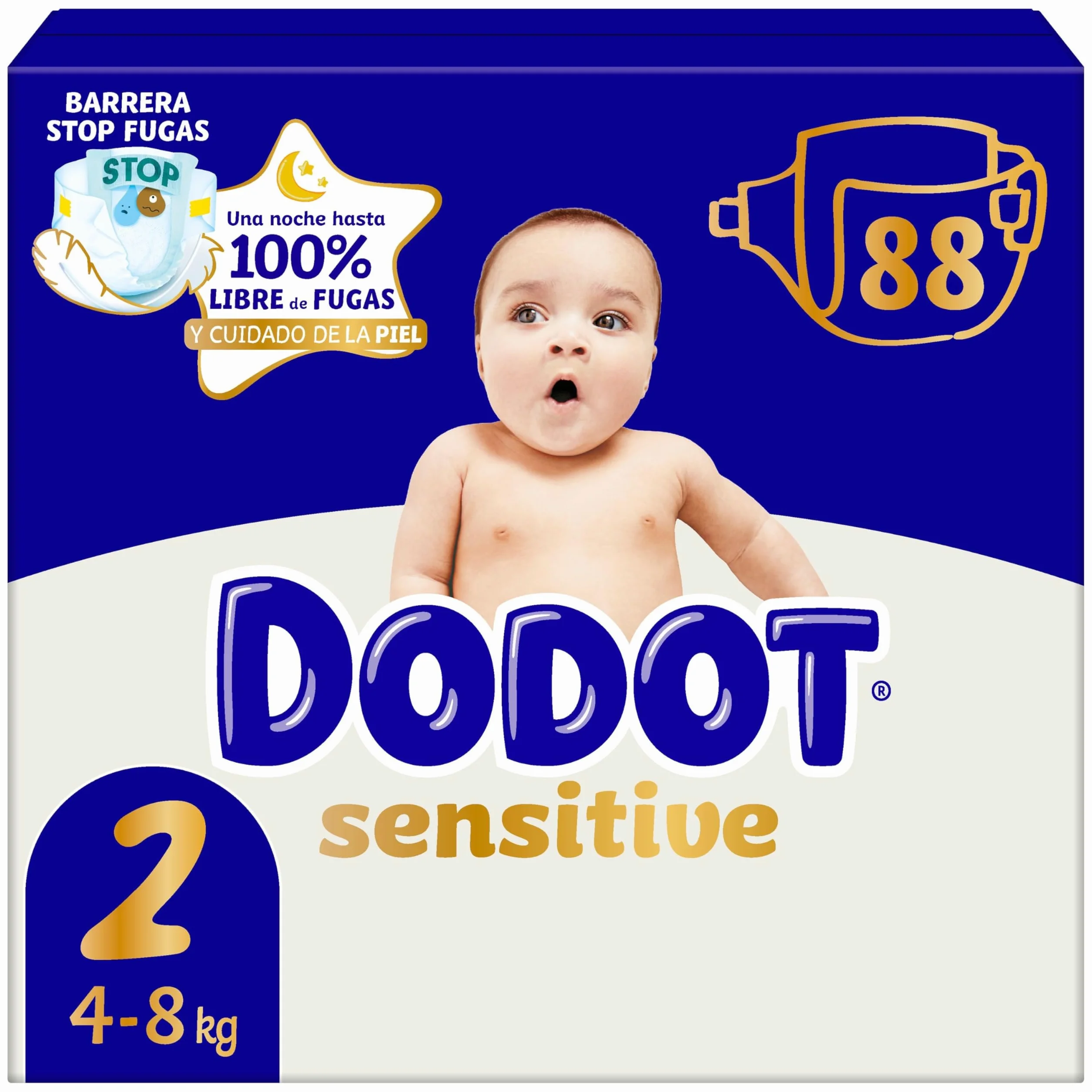 Dodot Sensitive Talla 2 Pañales 88 sztuk 4kg-8kg