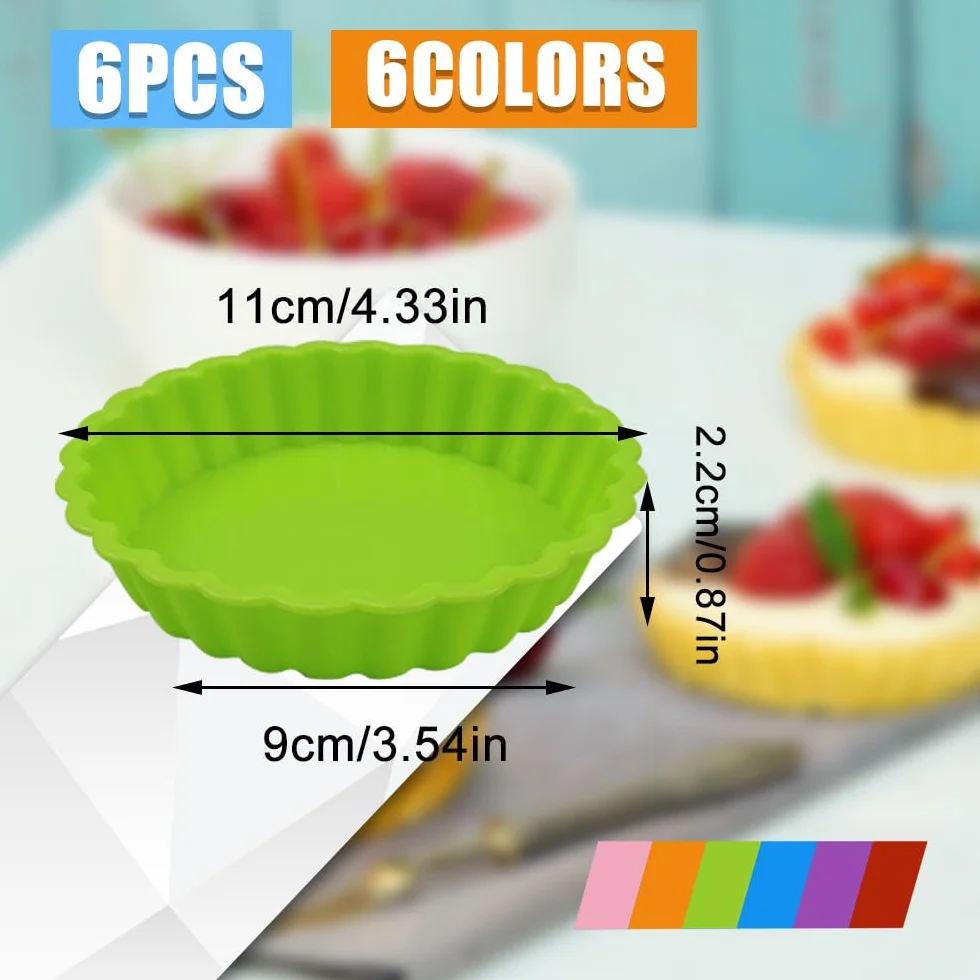 12 Piezas Molde Quiche y Tarta de Silicona Antiadherente - Moldes Tartaletas para Muffin, Tarta Dulce y Pastelería