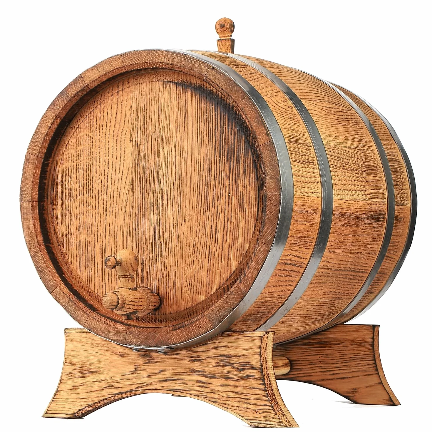 Barril de Madera de Roble Oscuro para Whisky, Vino y Licor - Pequeño y Grande - Carbonizado - 3 Litros
