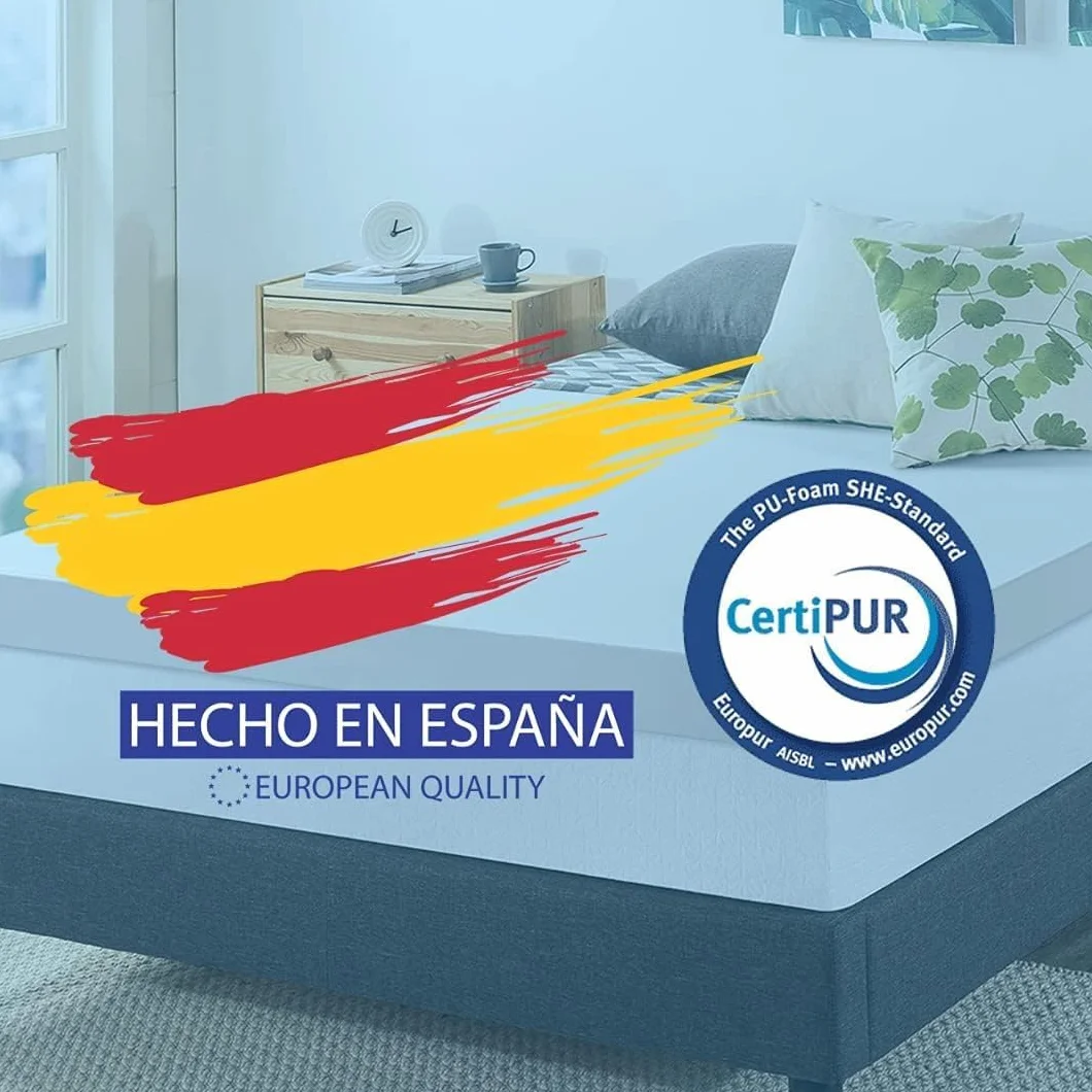 Cubrecolchon Topper 100% Viscoelastico | 105 x 190cm | Grosor 8CM | Fabricado en España | Libera Presion Cervical y Lumbar | Tratamiento Bambu | Anti-alergenico | Transpirable
