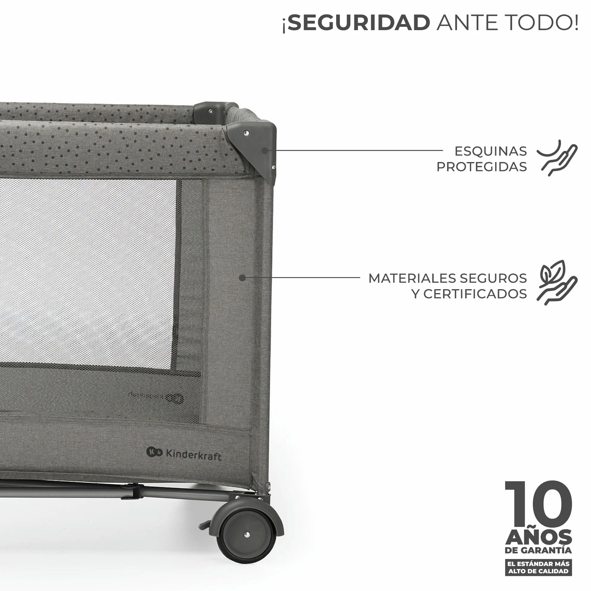 Kinderkraft Joy 2 Cuna de Viaje 3 en 1 para Bebé hasta 25 kg, Plegado rápido, Entrada Lateral, Gris