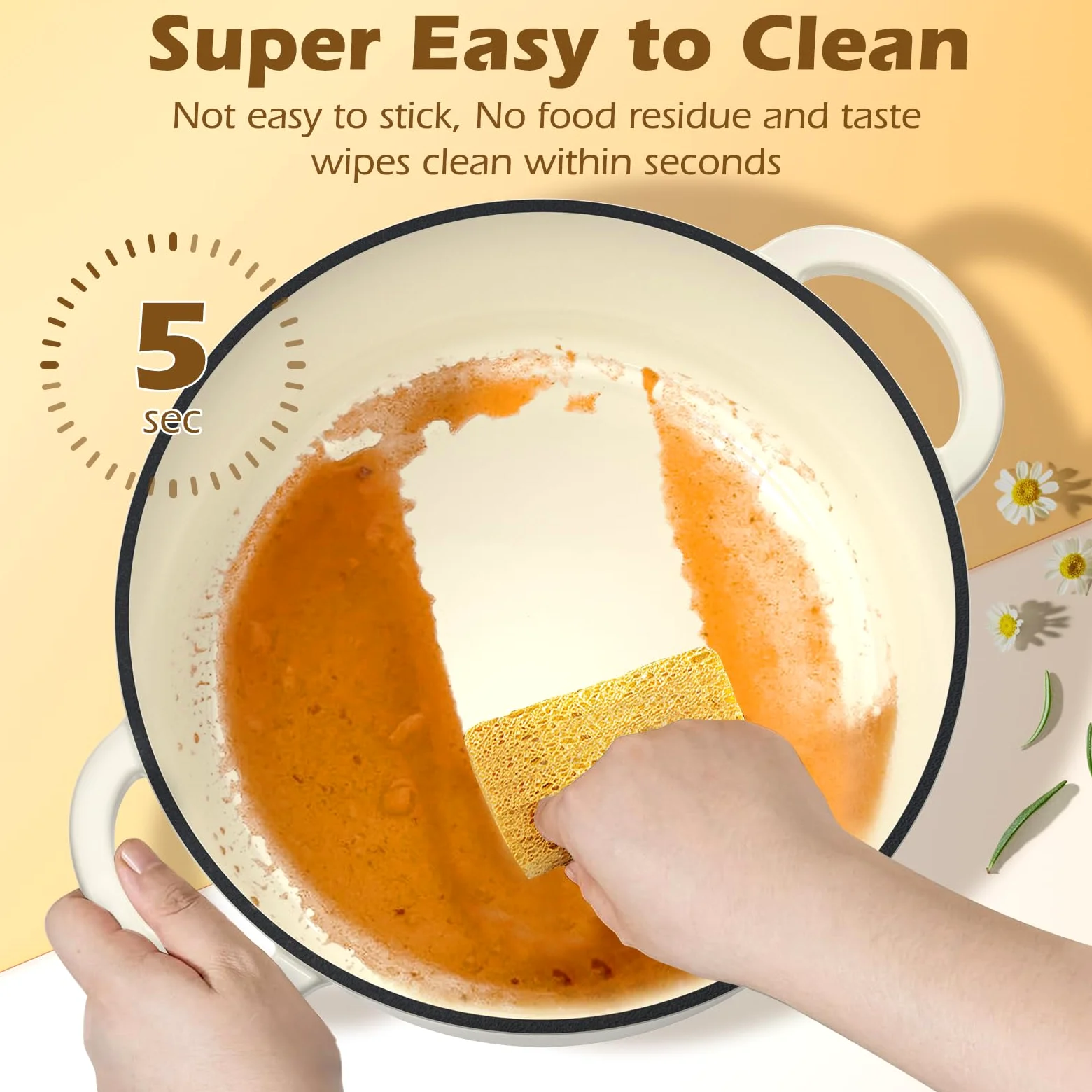 Umite Chef - Horno holandés de hierro fundido esmaltado, olla de 5 cuartos con tapa, libro de cocina y agarraderas de algodón, utensilios de cocina resistentes para estofar, guisos, asar, hornear pan