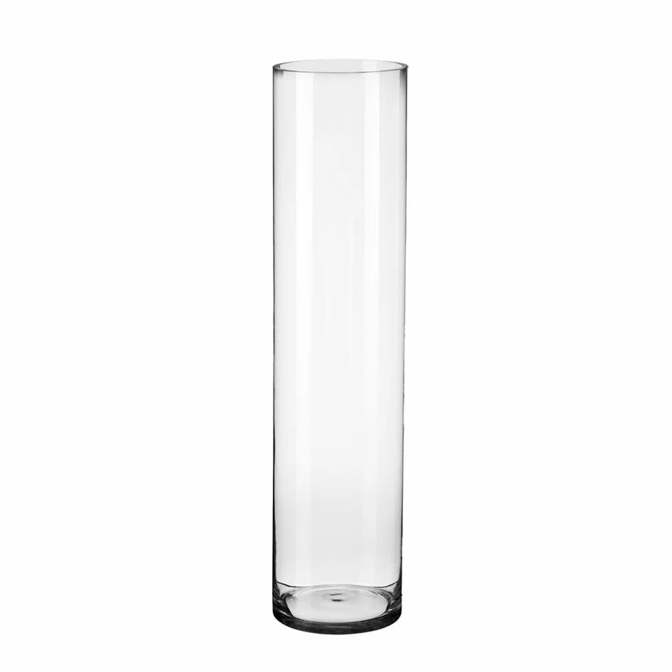 LOLAhome - Jarrón Cilíndrico de Cristal Transparente Decorativo de Diseño Redondo de Ø 15x80 cm, Resistente y Elegante, para Decoración de Interiores, arreglos Florales, Centros de Mesa