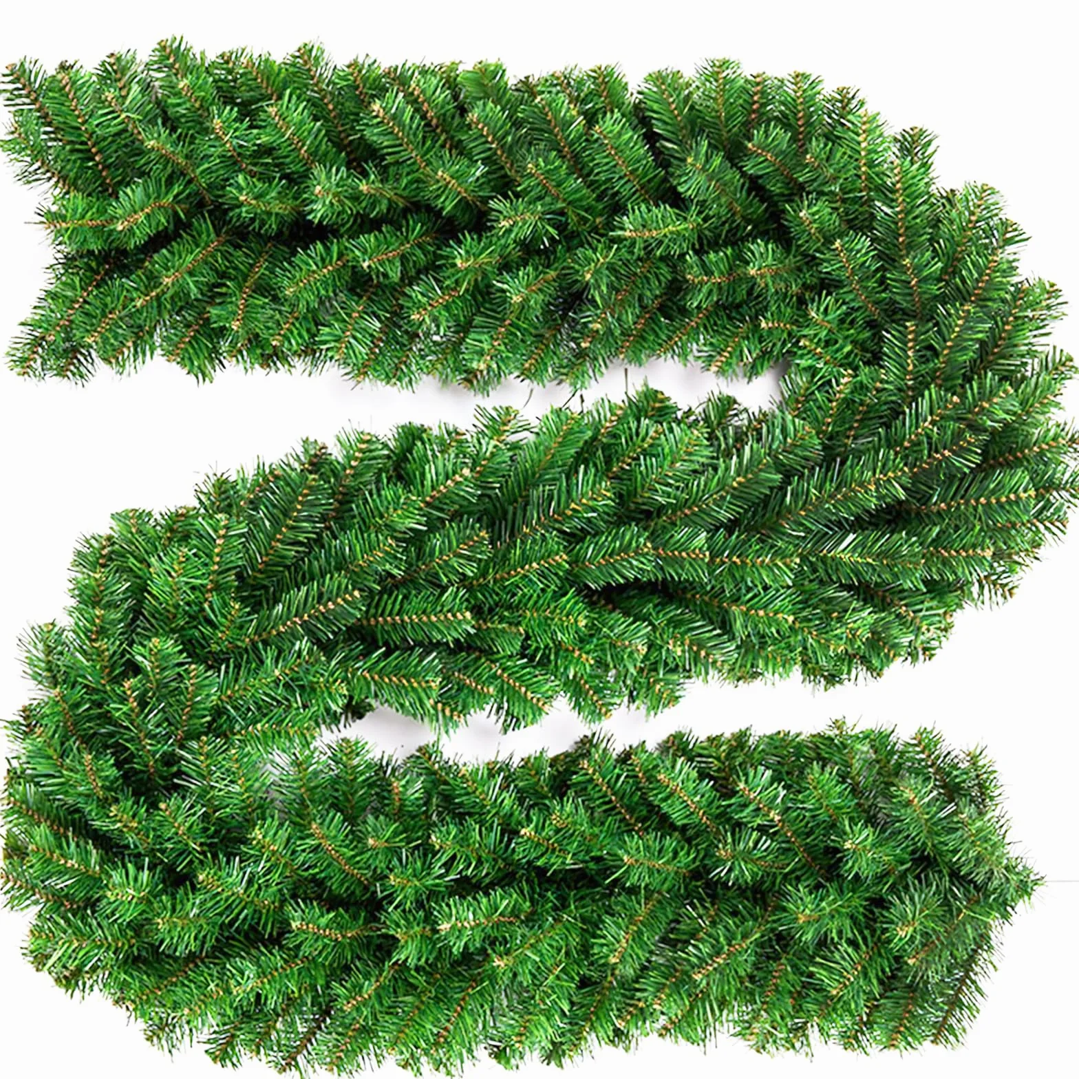 DATEFUN Guirnalda de Navidad Artificial, 2.7m PVC Guirnalda de Abeto Guirnalda de Pino, Navidad Decoradas al Aire Libre de Interior para la Fiesta de Navidad Chimenea Escalera (270 Puntas) (rutyna)