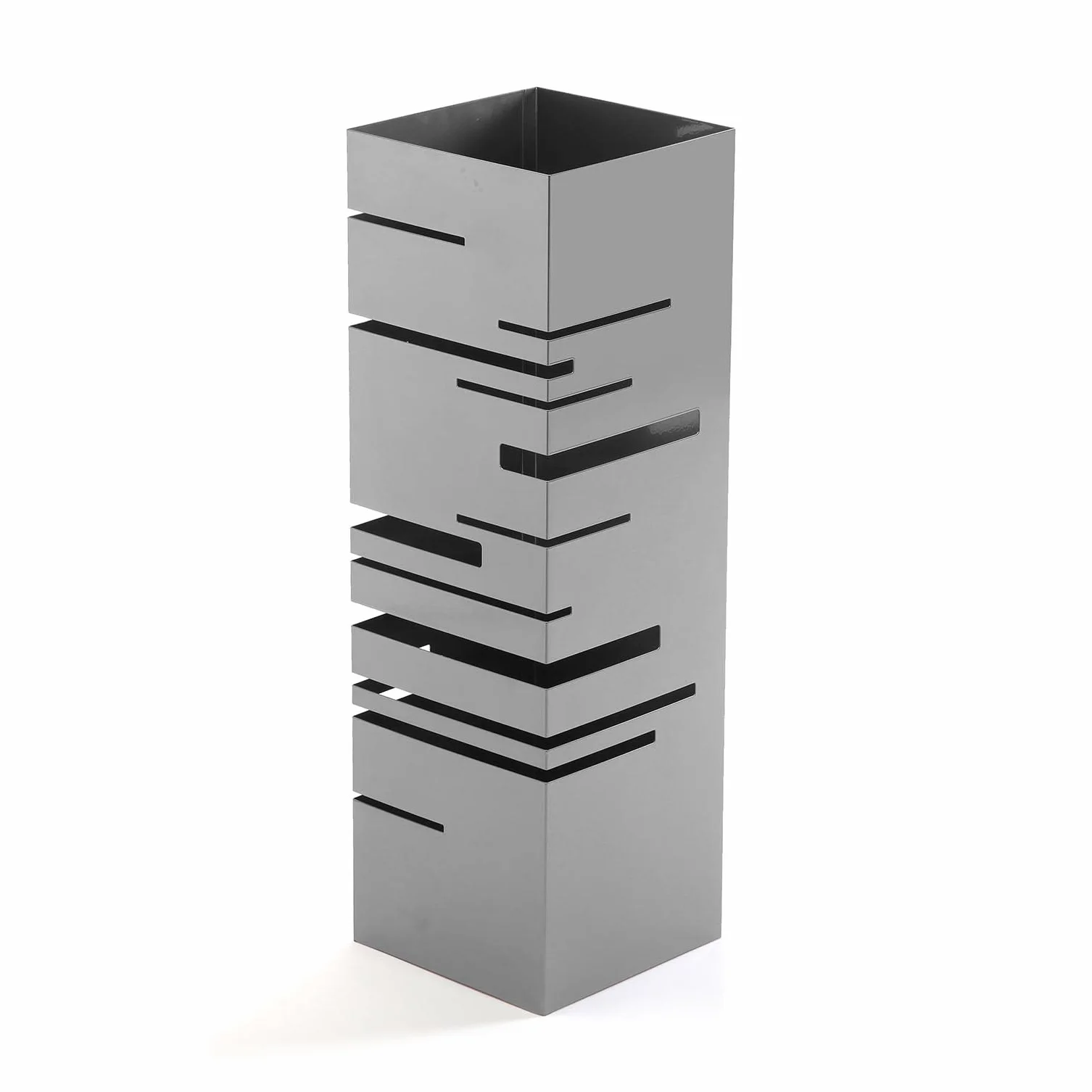 Versa Stripes Paragüero para la Entrada, Habitación o Hall, Porta Paraguas Moderno, Medidas (Al x L x An) 49 x 15,5 x 15,5 cm, Metal, Color Gris
