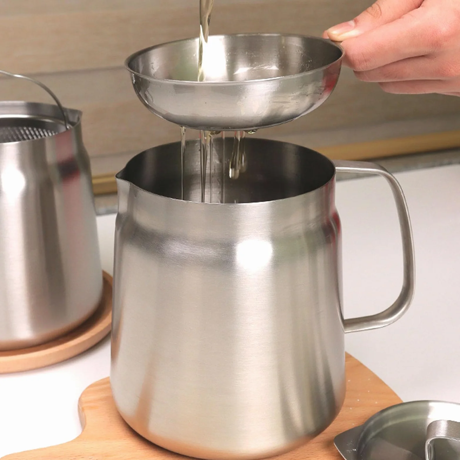 Ollas coladoras de aceite portátiles 2 en 1 para cocinas y al aire libre, de acero inoxidable, freidoras con cesta para cocinar