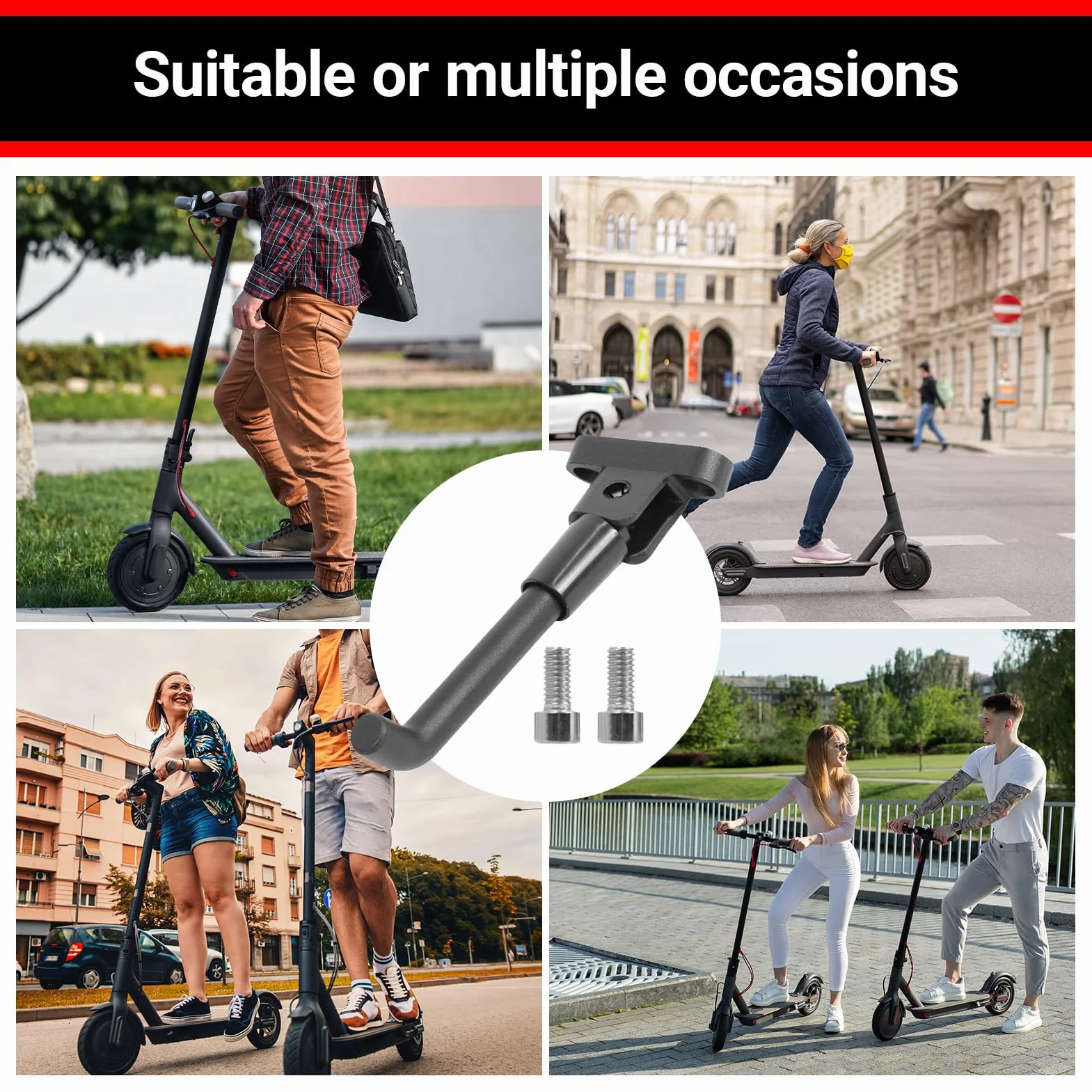 Soporte Lateral Patinete Eléctrico Aluminio Xiaomi M365 Pro Pro 2 1s Essential Negro