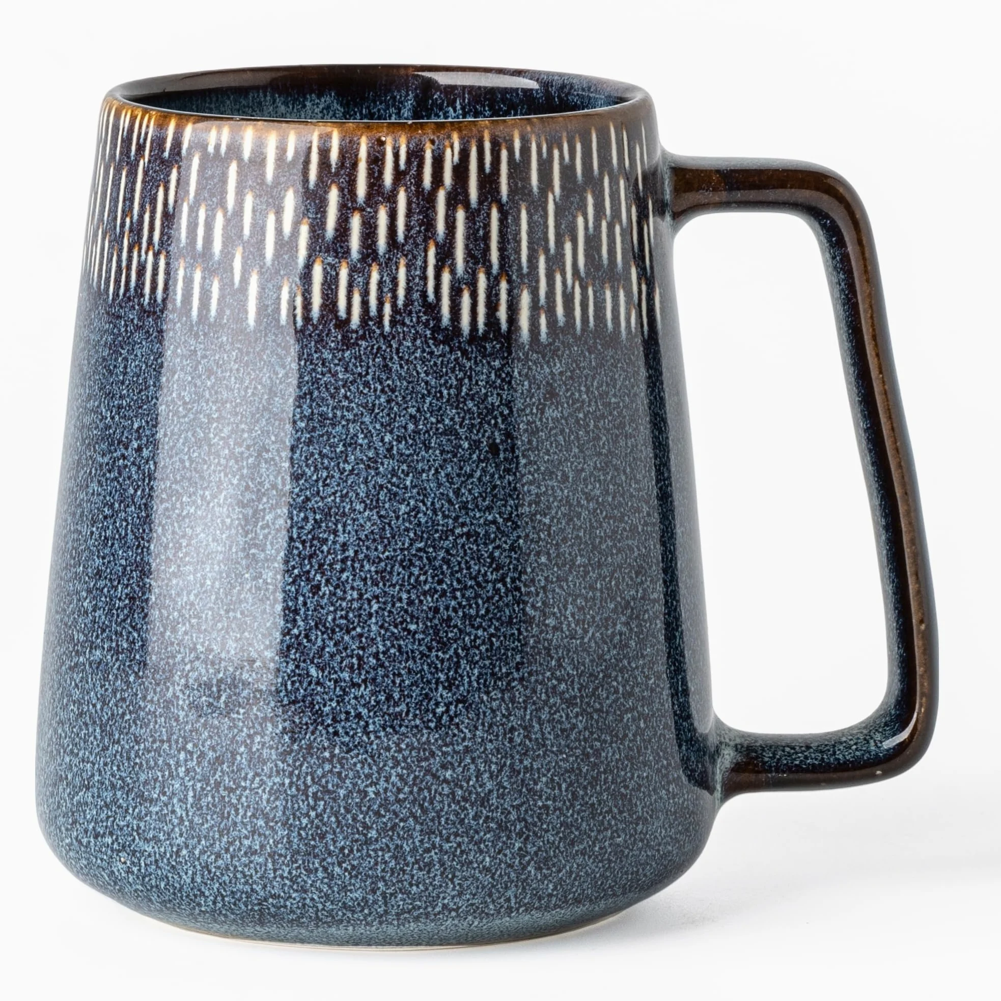 TT006 - Taza de café extragrande de 24 onzas, taza de café vintage para oficina y hogar, apta para lavavajillas y microondas, azul con estrellas