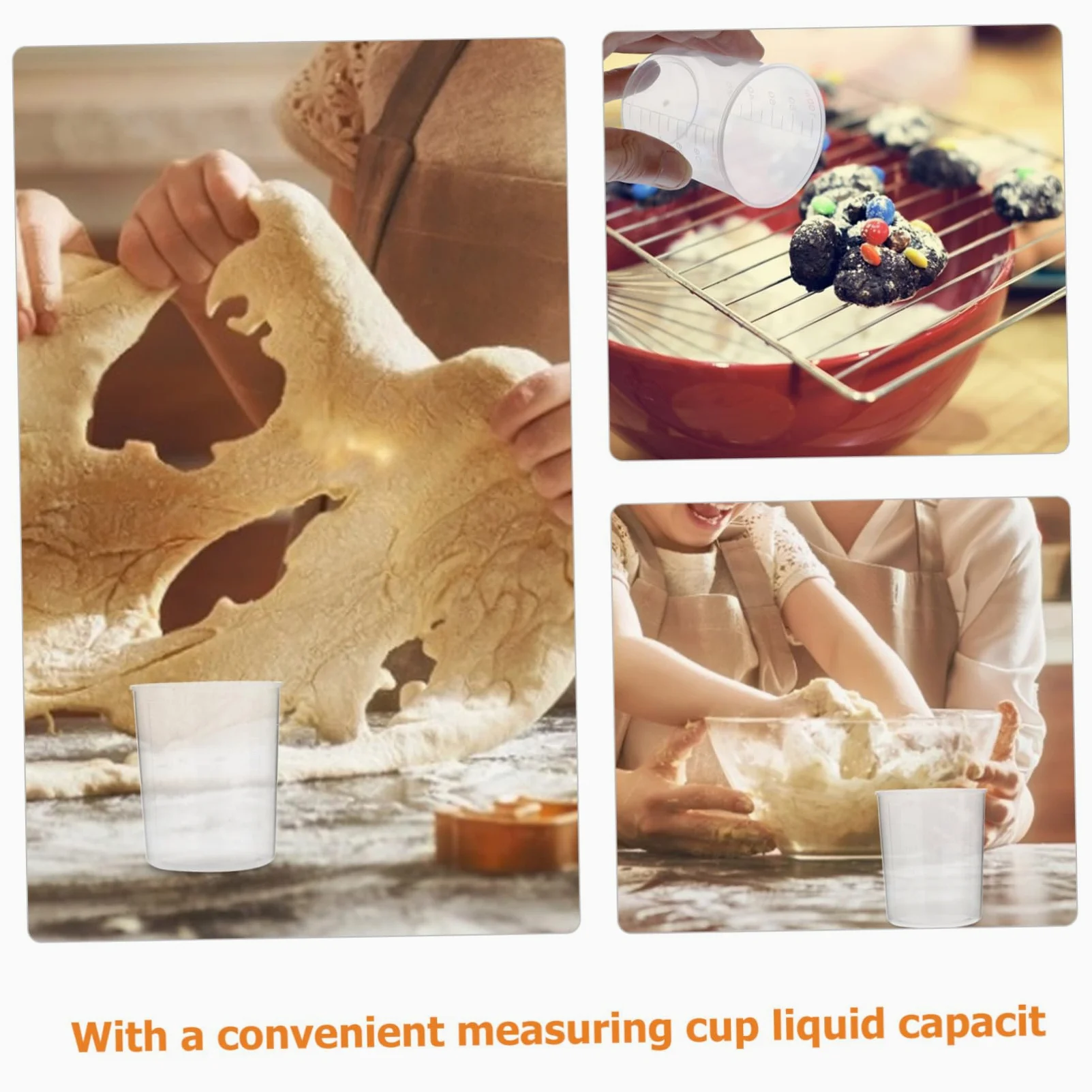 50 Piezas Unidades de Vasos Medidores de Plástico Vasos Transparentes Graduados Resistentes Roturas Medidores Líquidos para Cocina Repostería Harina y Leche