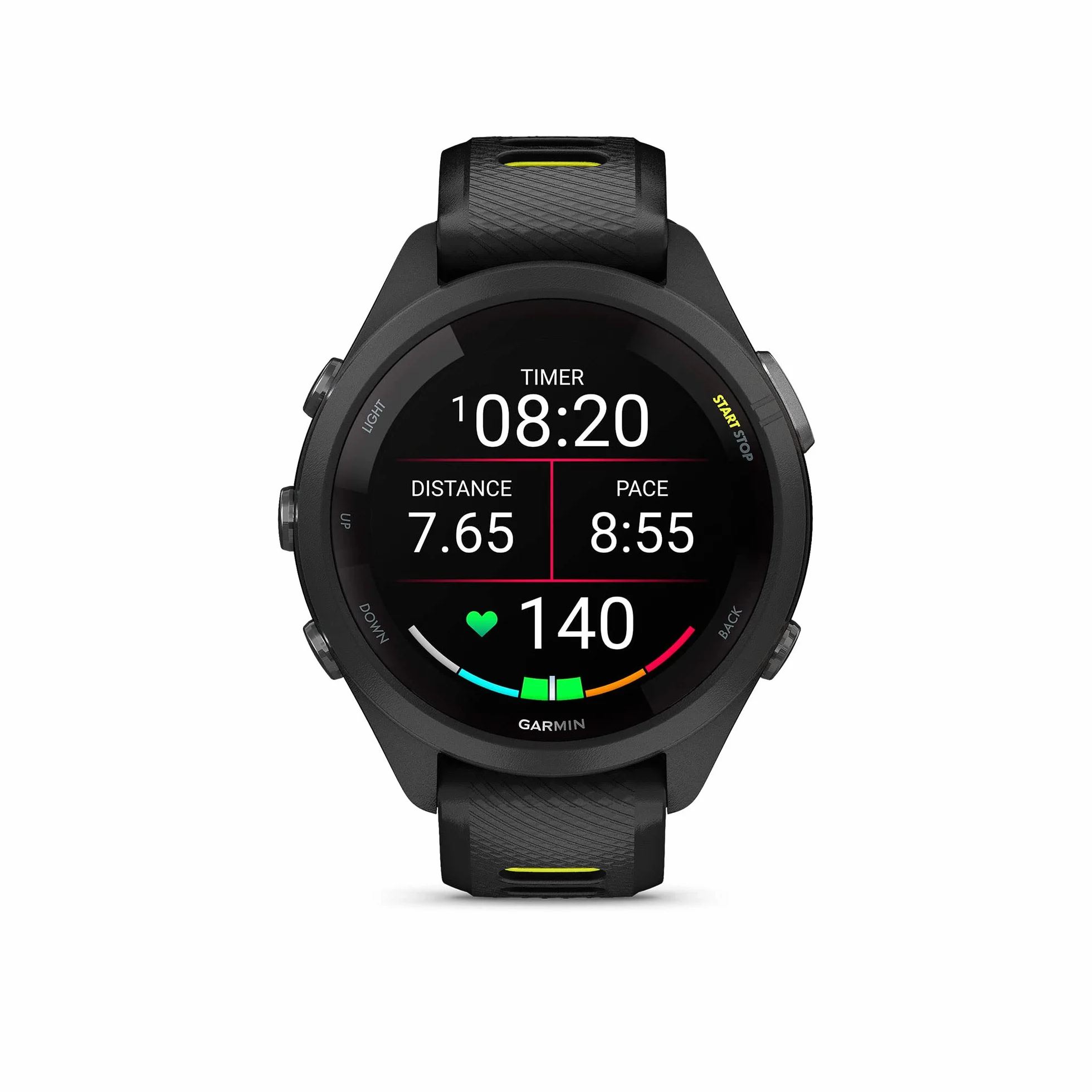 GARMIN Forerunner 265S 42 mm Negro Amarillo Reloj Deportivo GPS Corredores 15 Días Batería Triatlón Pantalla Táctil AMOLED