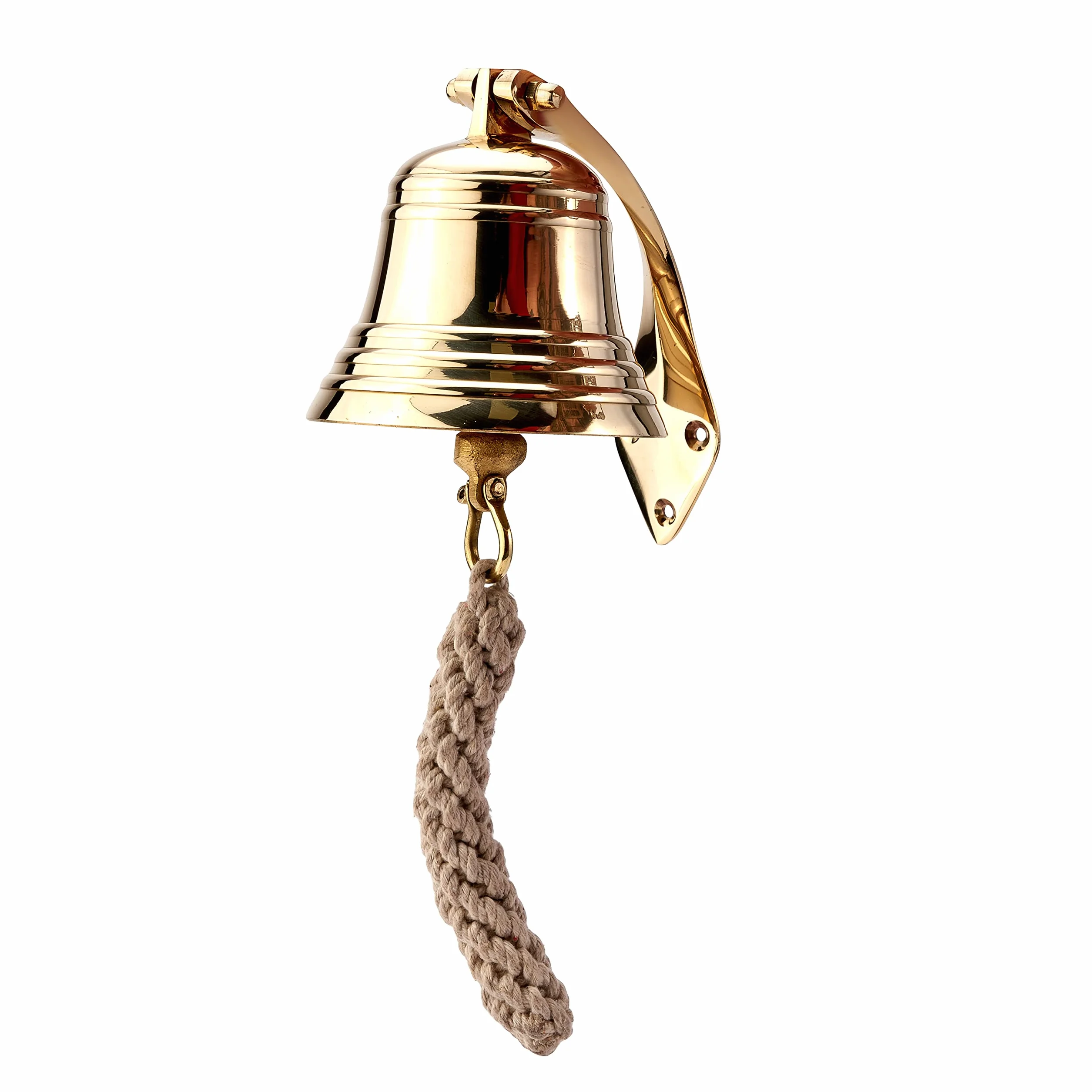 NKlaus 11574 - Campana de barco (latón, con soporte de pared y cinta, diámetro de 10 cm, acabado pesado)
