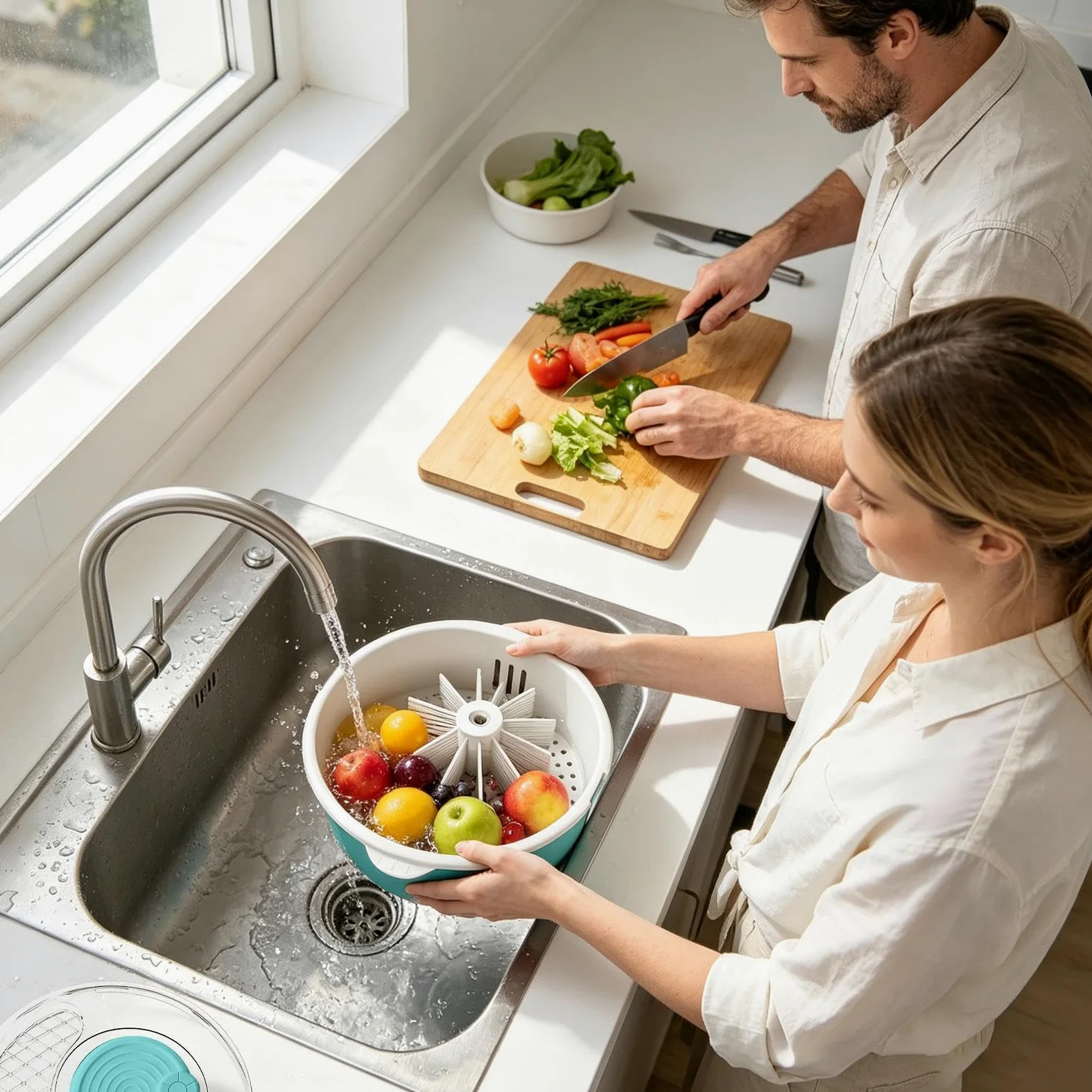 Gran centrifugadora de ensaladas Purificador multiusos, limpieza manual y | Limpiador Alimenticio y Secador de Ensaladas Para Productos, Bayas, Lechuga, Hogar, Cocina Y