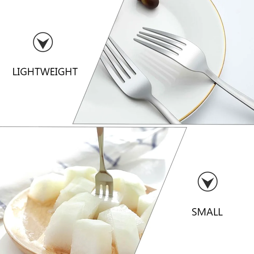 Kichvoe 24 Tenedores De Acero Inoxidable Para Ensalada Tenedores Para Cena Frutas Pasteles Aperitivos Cubiertos Cubiertos Tenedores Para El Hogar Cocina Restaurante