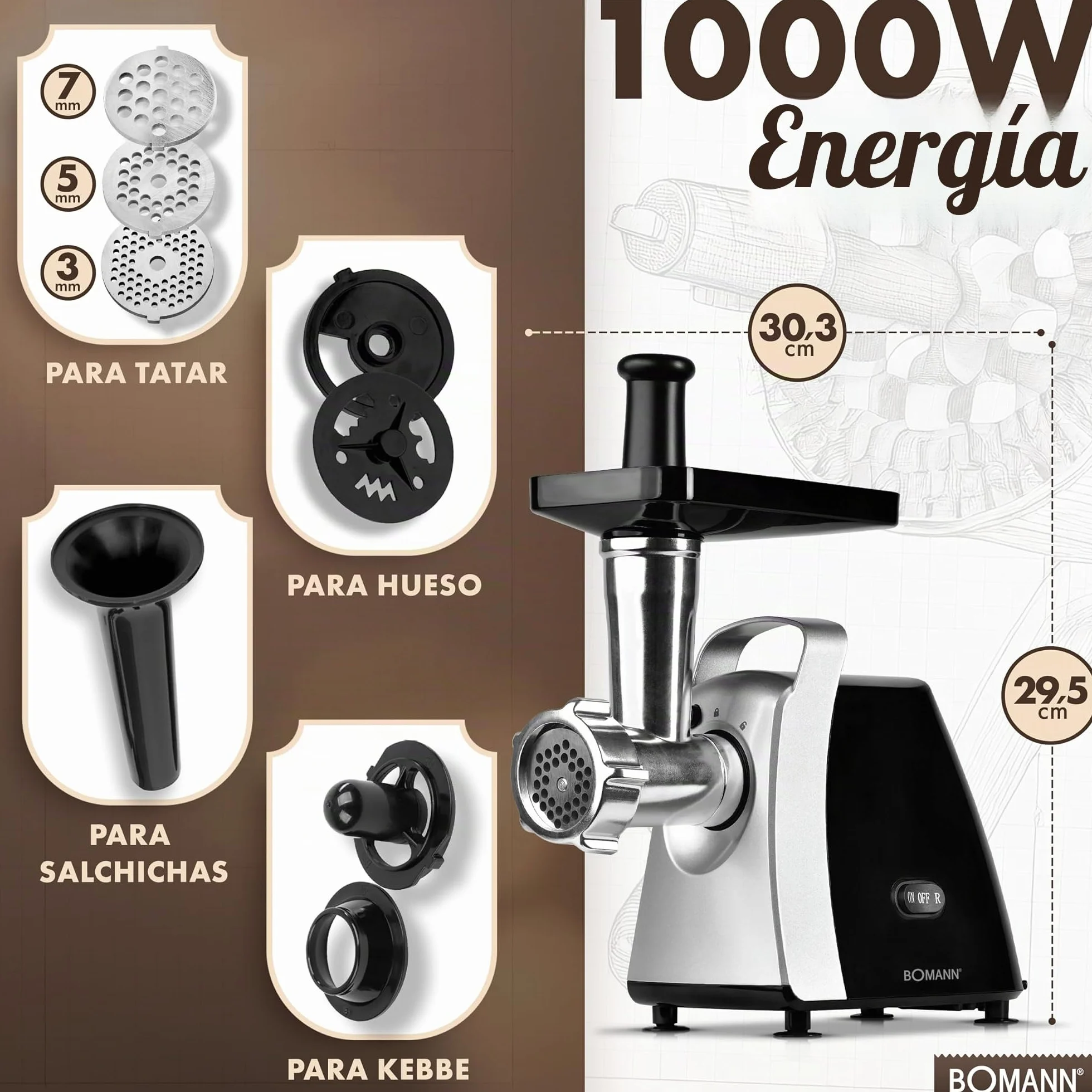 Picadora de carne Bomann 1000W FW 6067