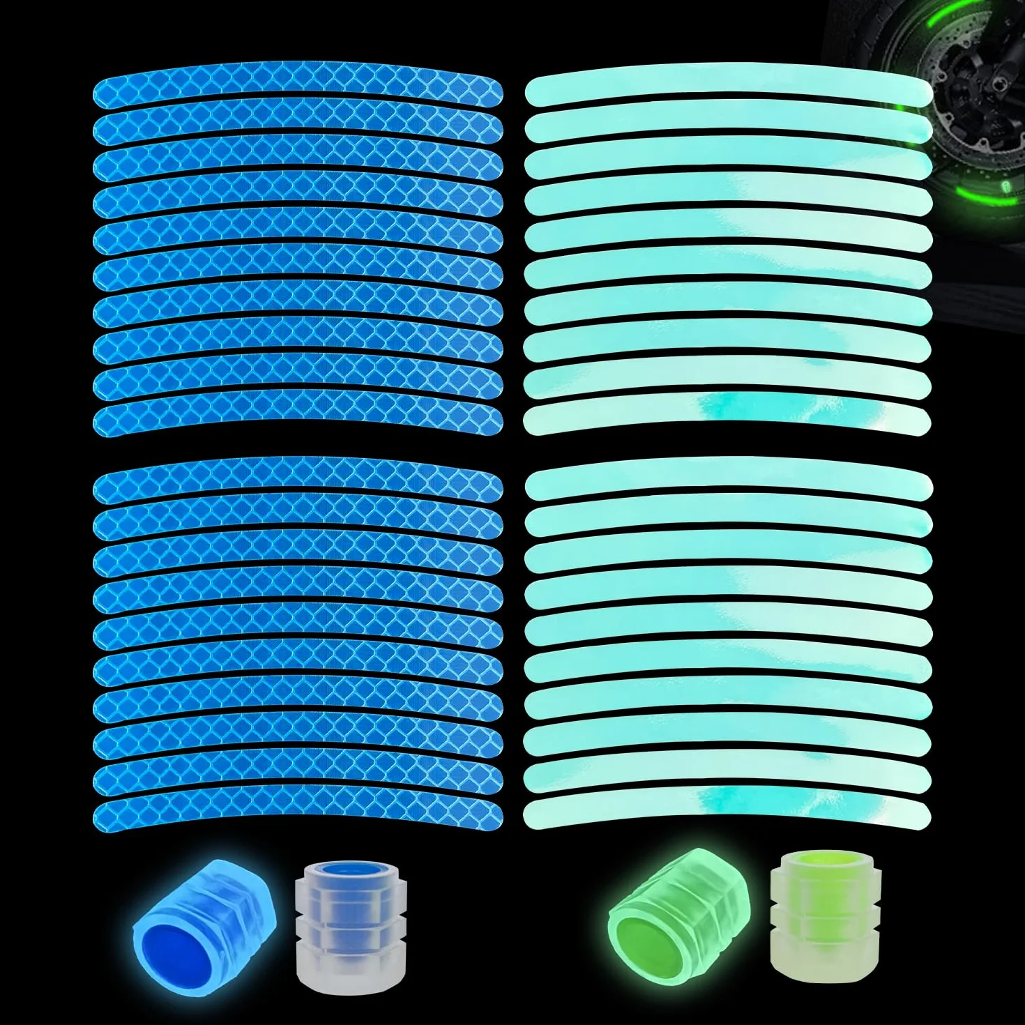 40 Piezas Pegatinas Reflectantes para Bicicleta, 4 Piezas Tapas Luminosas, Adhesivo Reflectante,Altamente Reflectantes y Intemperie, para Bicicleta, Moto, Silla De Paseo, Casco, Cochecito