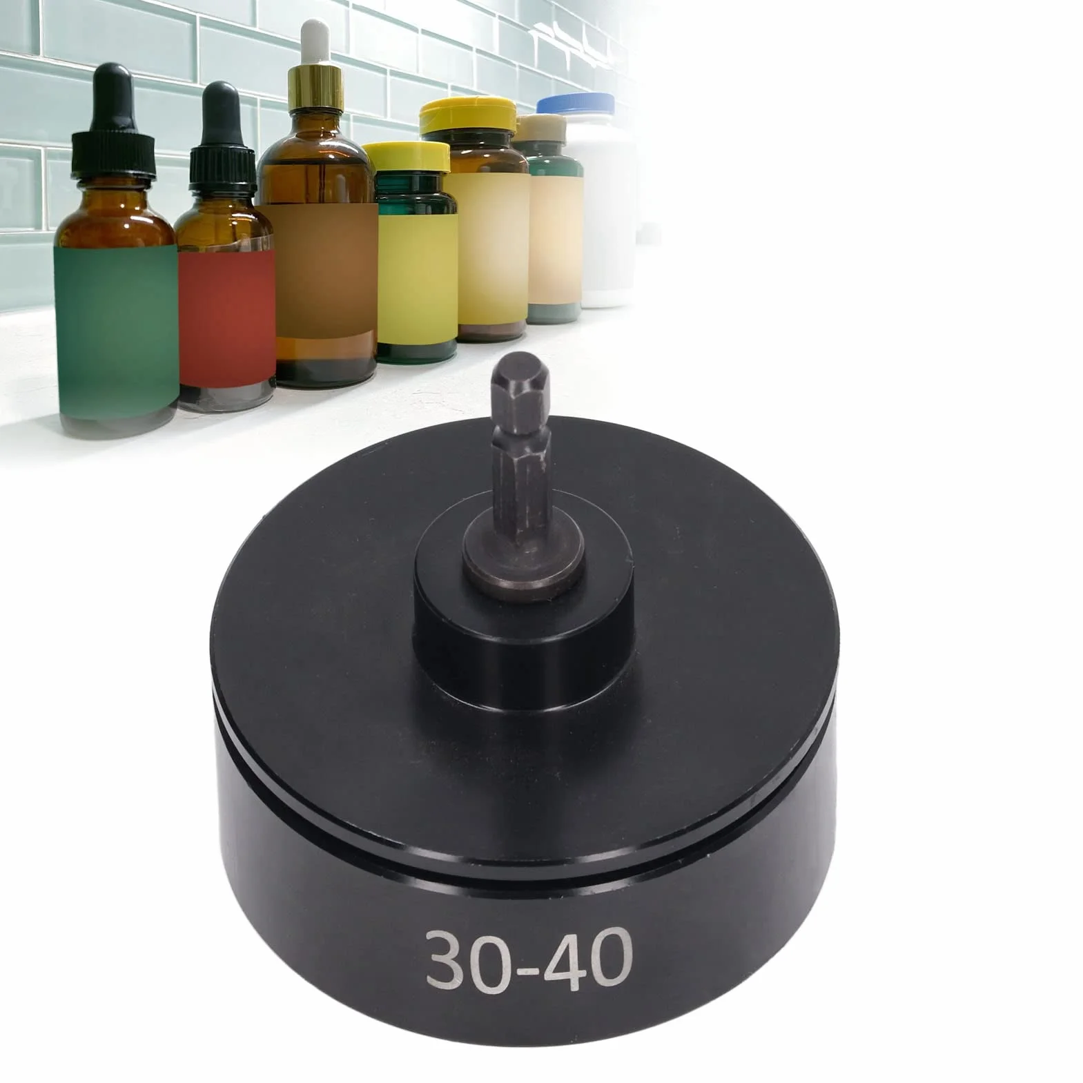 Fockety Máquina de Sellado de Tapas Eléctrica de Mano Tapadora de Botellas, Broca de Máquina Tapadora Eléctrica, Accesorio de Máquina Tapadora de Botellas para Tapar Diámetro 30-40 Mm