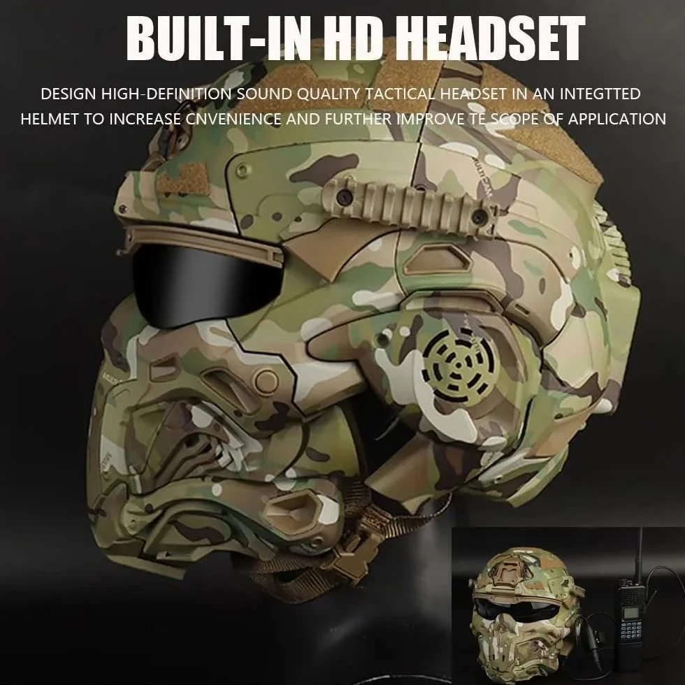 ACEXIER Casco táctico Airsoft con Auriculares Integrados, antivaho, Casco de Asalto, máscara extraíble, Equipo de Paintball, Airsoft, Casco de protección