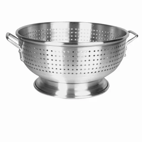Thunder Group ALHDCO002 - Colador de alimentos de cocina grande de aluminio resistente de 12 cuartos de galón, colador de pasta comercial