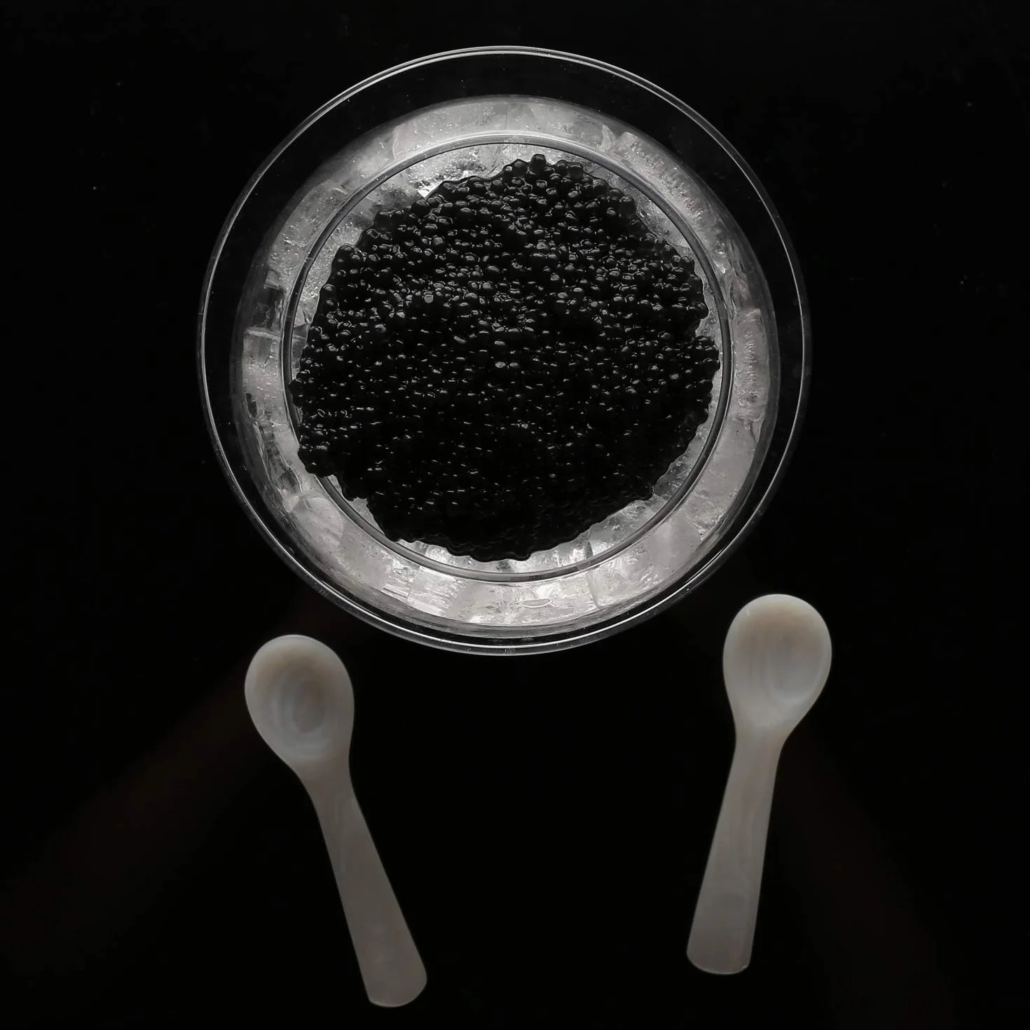 DUEBEL Enfriador De Caviar De Vidrio Dubel Añadir 2 Cucharas De Concha Enfriador De Cóctel Martini Universal De 8 cm De Caviar De Perla