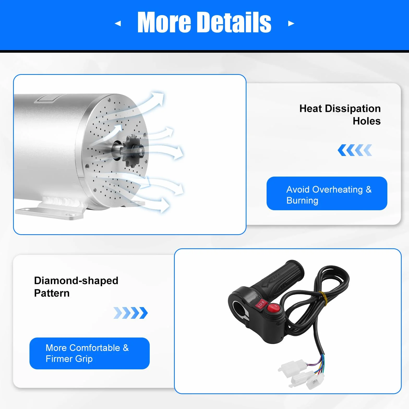 Motor eléctrico sin escobillas de 60 V, 2000 W, con regulador de velocidad, controlador y acelerador de pies, para scooter eléctrico, scooter eléctrico, Dirt Bikes, Gokarts, E-bike DC Motorbausatz