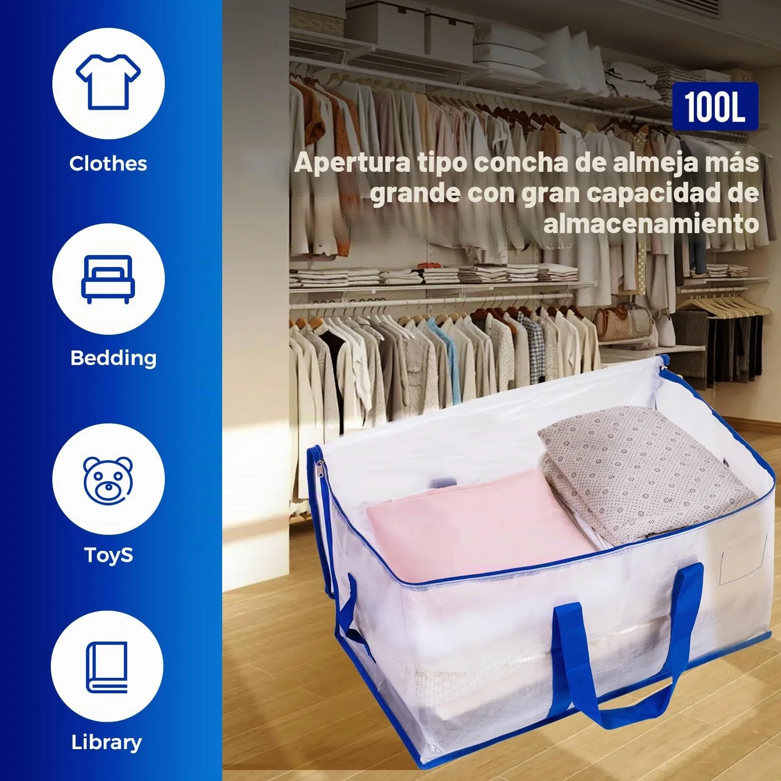 Bolsas de mudanza 105 L, paquete de 6 bolsas almacenamiento, bolsas mudanza resistentes, extra grandes, suministros de mudanza, bolsas de embalaje transparentes, bolsa para árbol de Navidad