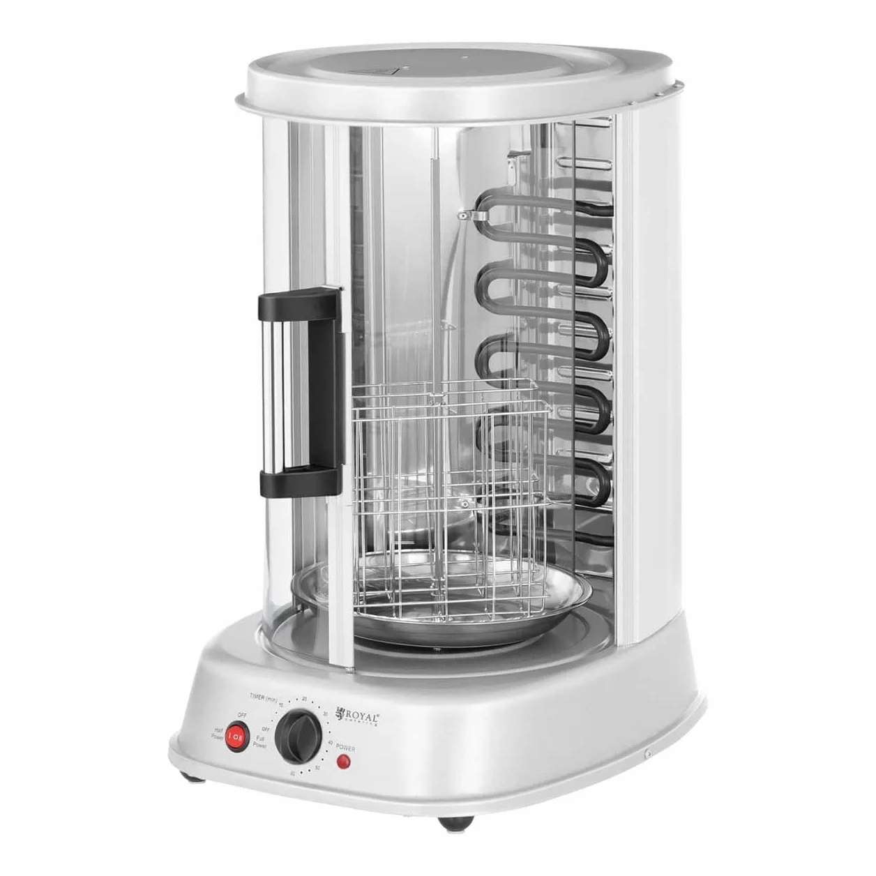 Royal Catering Asador Vertical Giratorio Grill RCGV-1800 (4-in-1, 1.800 W, Temperatura hasta 160 °C, Temporizador 60 min)