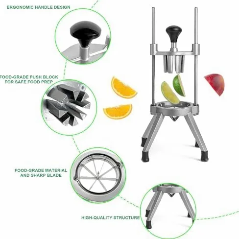 Cortador de frutas de limón y lima, cortador de acero inoxidable 304, cortador de frutas de 6/8 secciones para naranjas, herramienta de cocina fácil para uso doméstico y restaurante