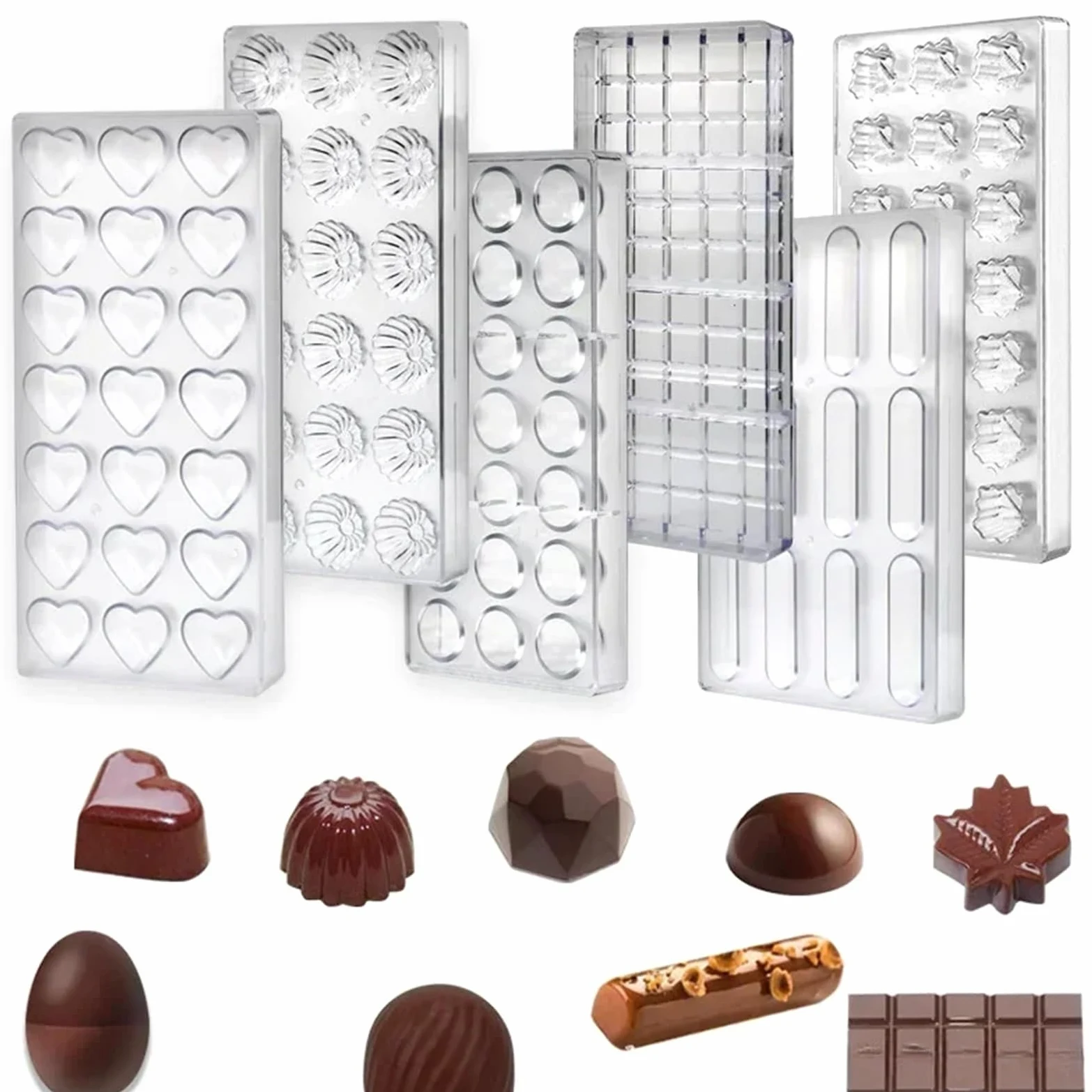 1/6 moldes 3D for chocolate, esferas, diamantes y barras de Herramientas profesionales for repostería pastelería Para Repostería Y Postres(Clear08)