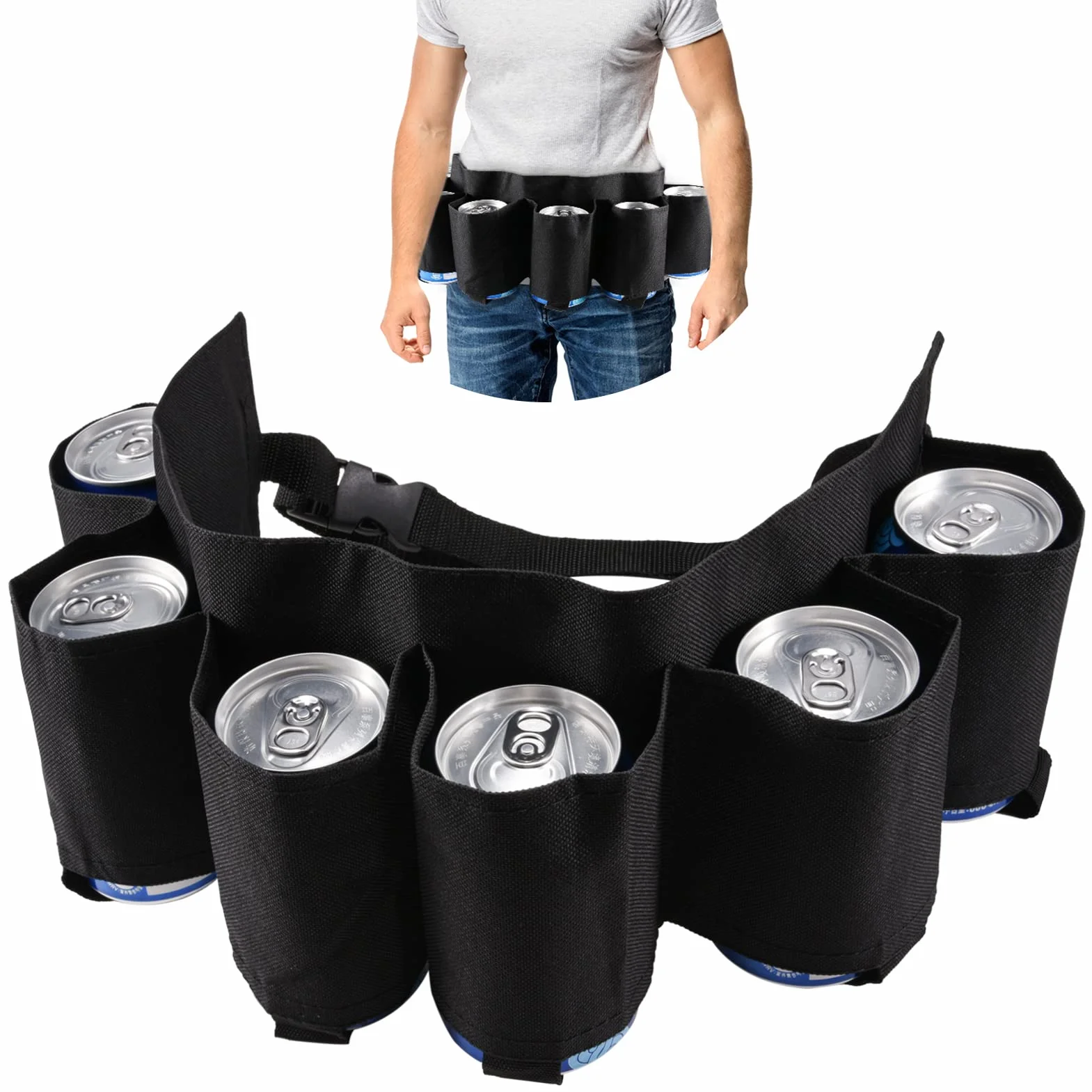 Cinturón de cerveza portátil para 6 bebidas camping senderismo exterior fiesta