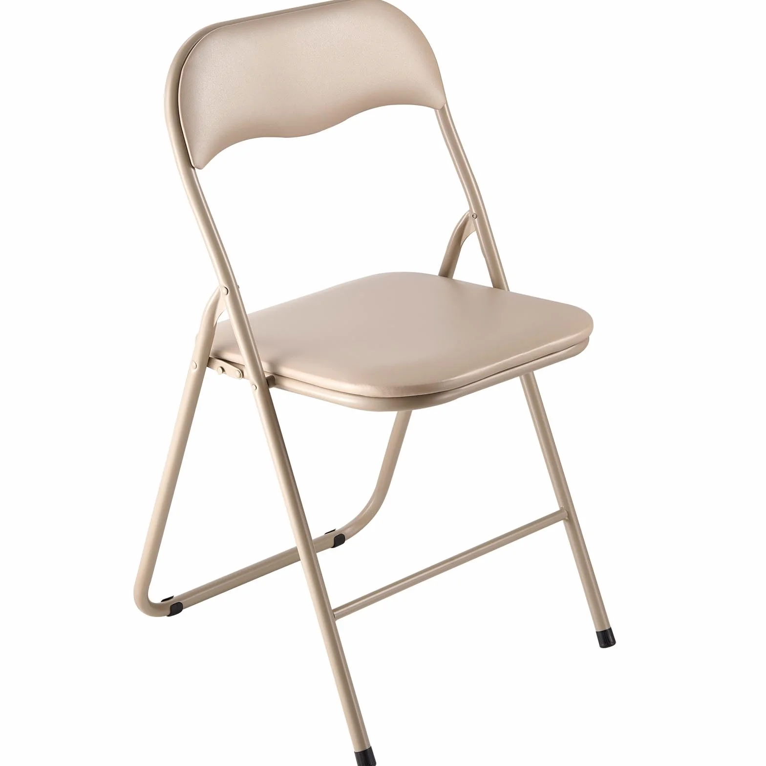 VEVOR 4 PCS Sillas Plegables, Sillas Plegables Apilables Portátiles de Cuero con Estructura de Metal Resistente y Cojín Acolchado, Carga de 158 kg para el Hogar, Jardín, Fiestas y Eventos, Caqui