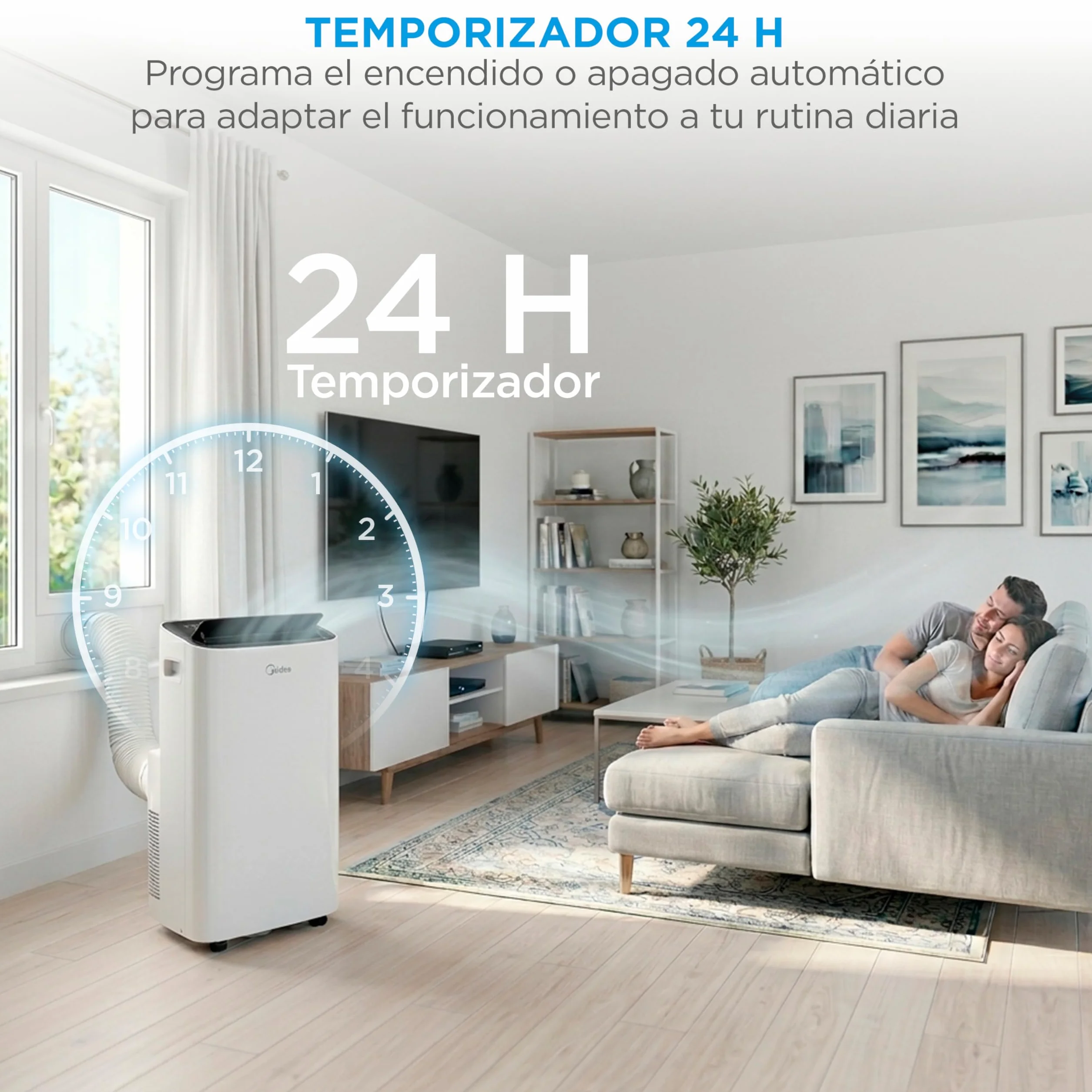 MIDEA Pingüino Aire Acondicionado Portátil Frío y Calor 3000 Frigorías / 12000 BTU - Climatizador silencioso con bomba calor 3500 W Air conditioner 4 modalidades con kit de ventana y control remoto