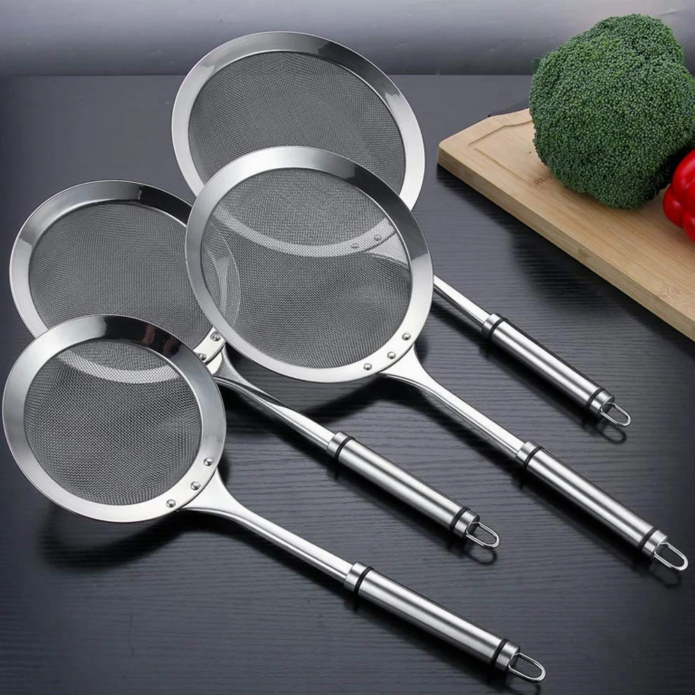 Tamiz, colador, colador de malla fina de acero inoxidable con mango coladores tamiz de harina colador de pasta colador práctico herramientas de cocina colador cucharón para cocina (tamaño: S) (tamañ