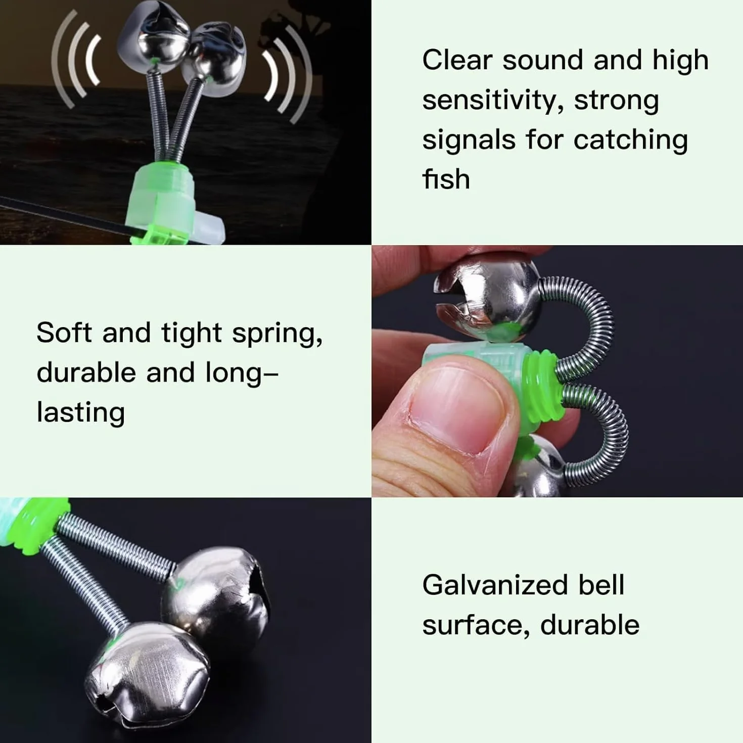 20PCS Campanas De Pesca En Espiral con Clips Ligeros, Campanas Alarma Nocturna De Picadura Sonido Claro Y Fuerte, para Aparejos De Pesca Nocturna En El Mar