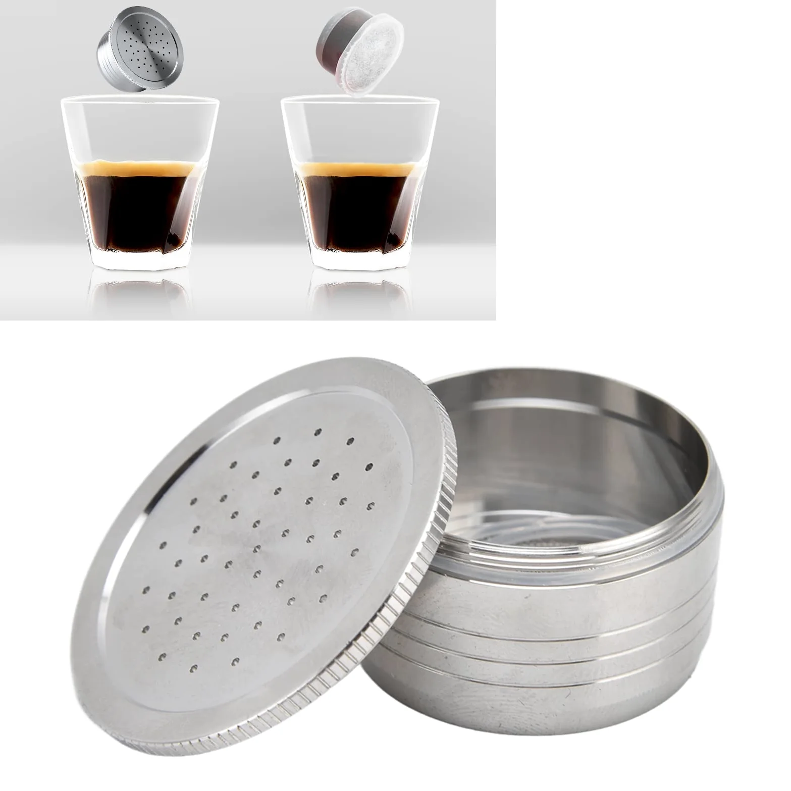 Cápsula de café reutilizable, cápsula de filtro de acero inoxidable 304, para cafetera Segafredo, mezcla de bricolaje, lavable, fácil recarga, relleno de cuchara, 3A - C231E