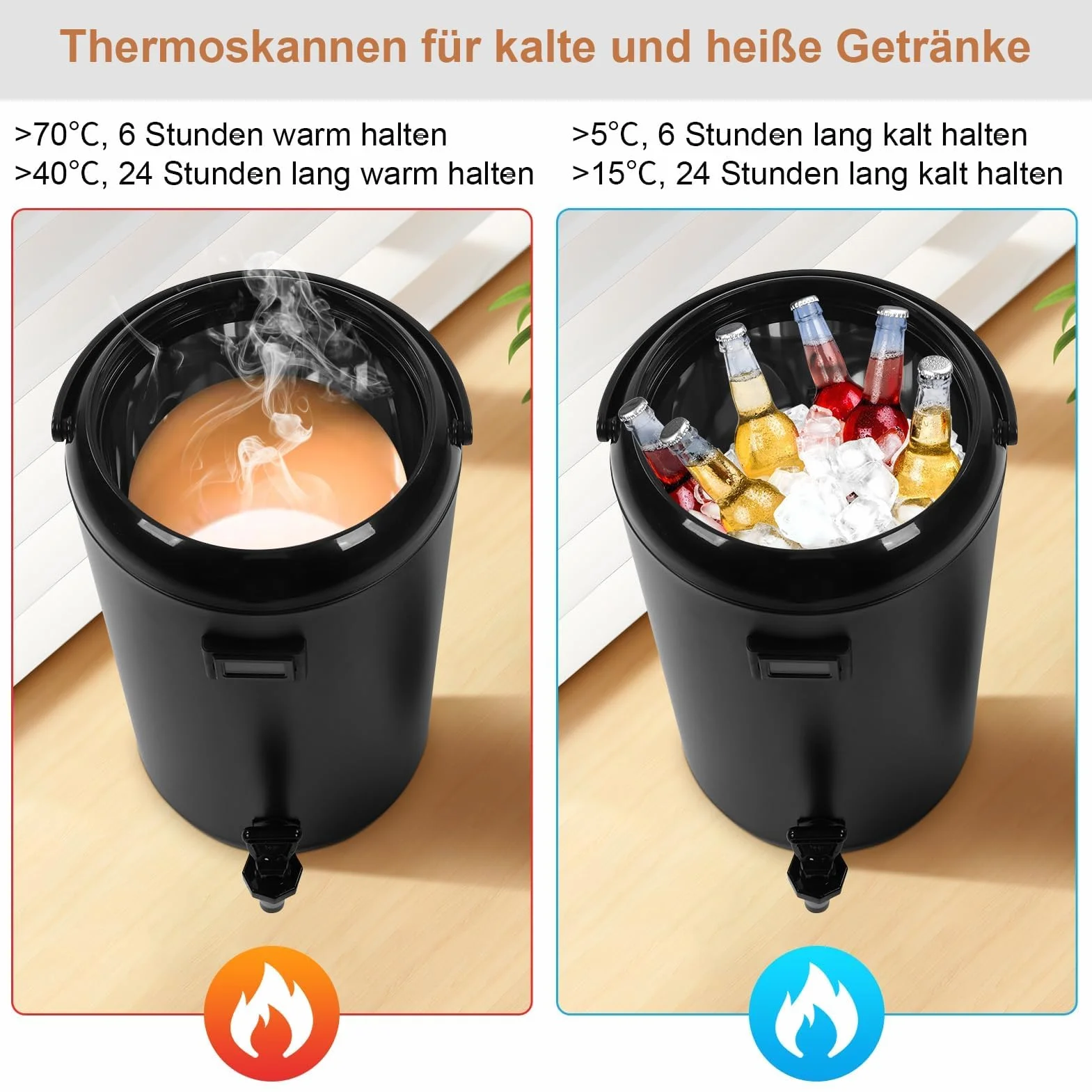Dispensador de Bebidas Isotérmico de Acero Inoxidable 12 L, Dispensador Térmico Isotérmico con Indicador de Temperatura para café Caliente, té y Otras Bebidas Calientes para
