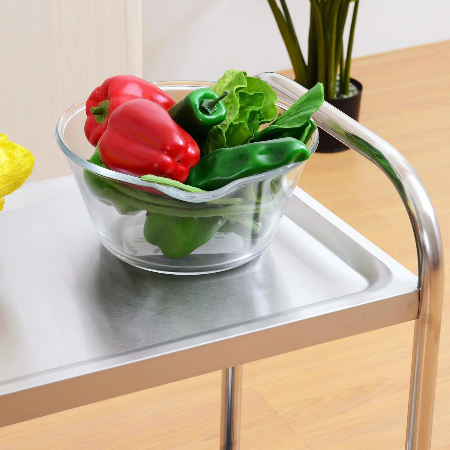 HOMCOM Carrito Auxiliar con Ruedas de Acero Inoxidable 80x45x82 cm Carrito de Cocina con Bandejas y 2 Brazos Carga 100 kg para Comedor Hotel Salón de Belleza Plata