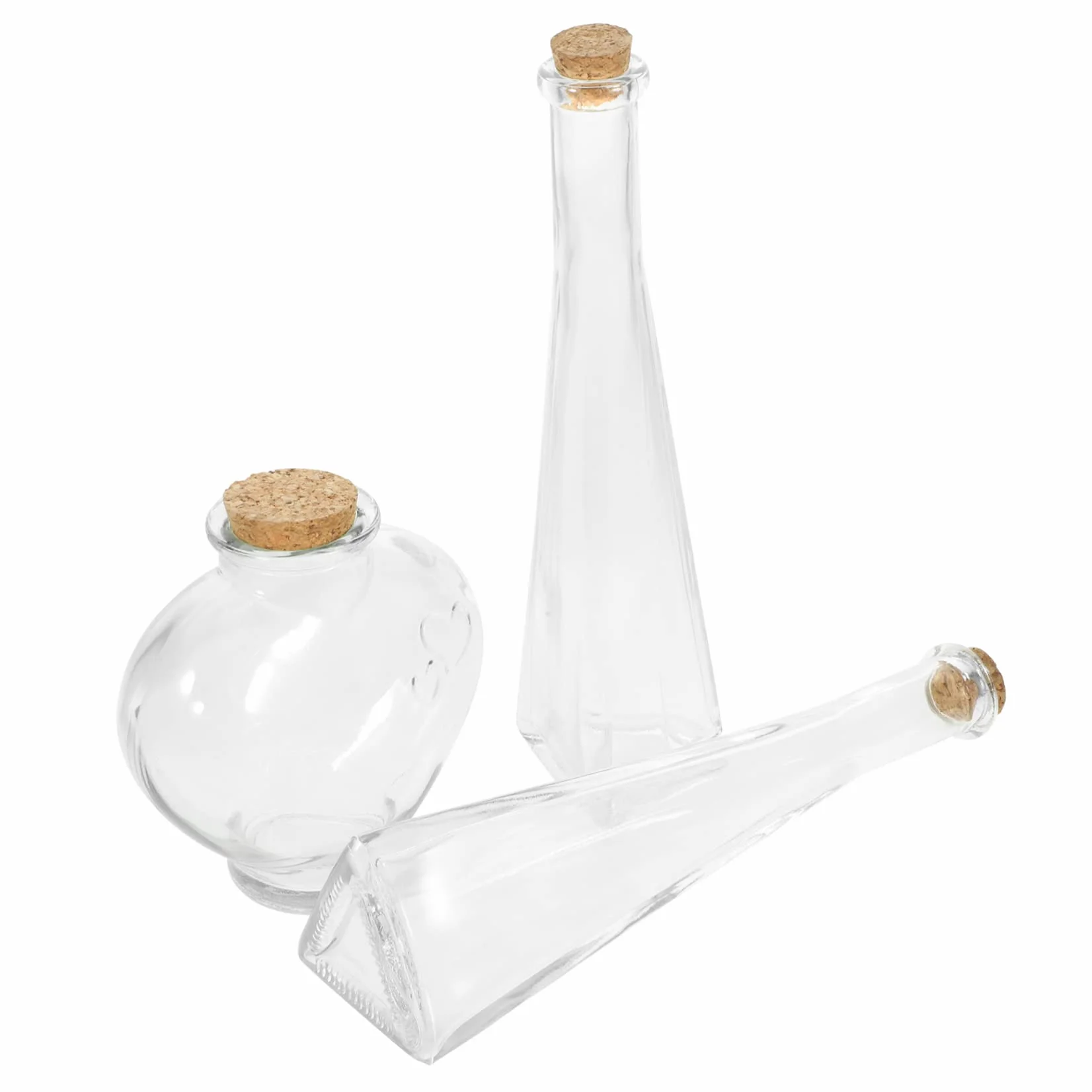 Artibetter Juego De 3 Botellas De Ceremonia De Arena Para Boda Transparente Con Frascos De Vidrio En Forma De Corazón Y Prisma Para Decoración Artesanal Y Almacenamiento