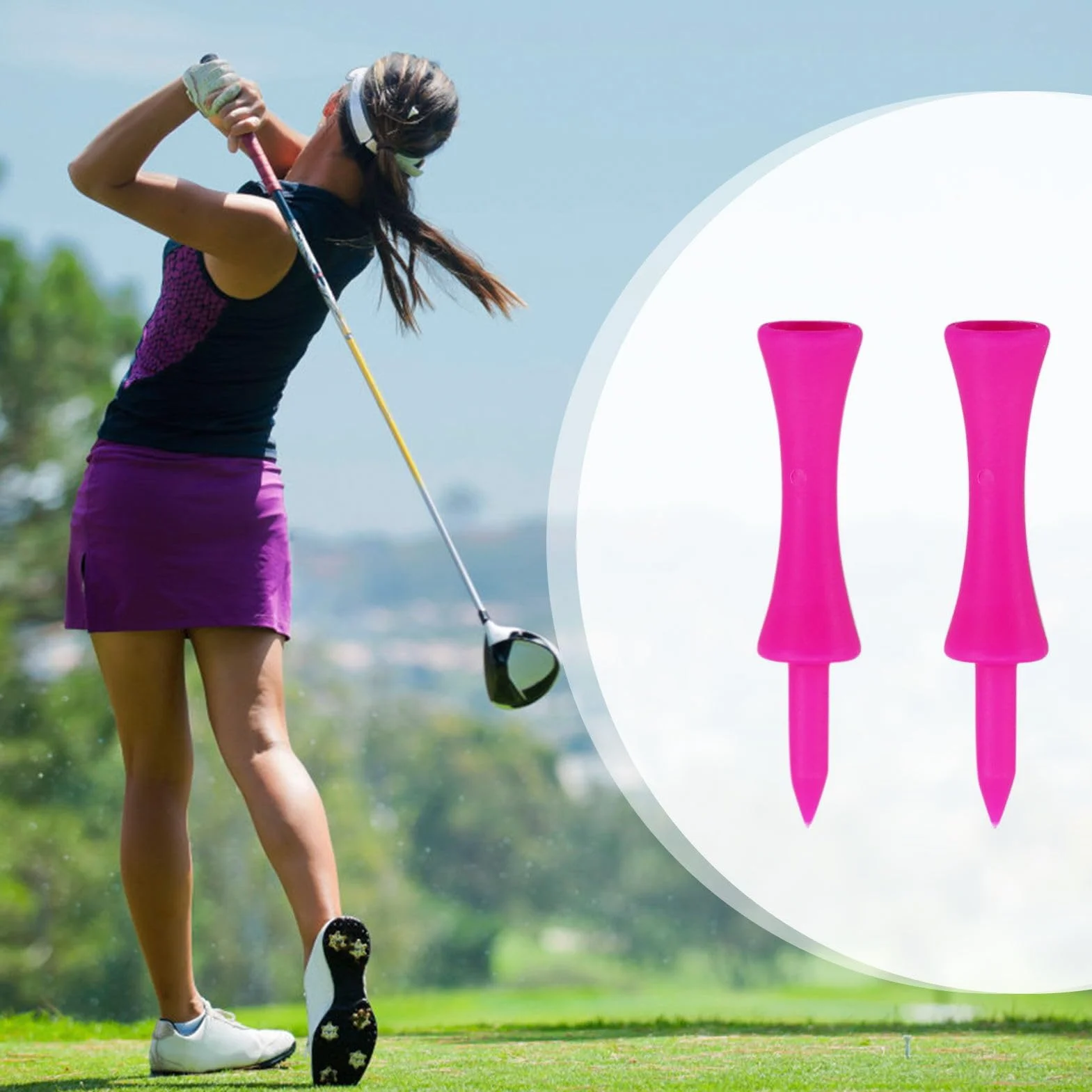 Golf Tees Rosa 100 Piezas, 57 mm Plástico (2-1/4")