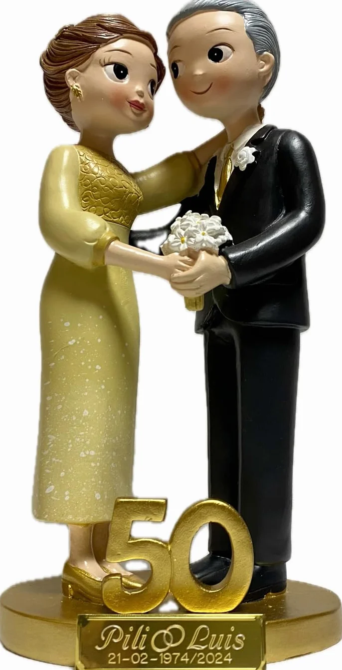Figurita Tarta Bodas de Oro 50 Aniversario GRABADA para Pastel
