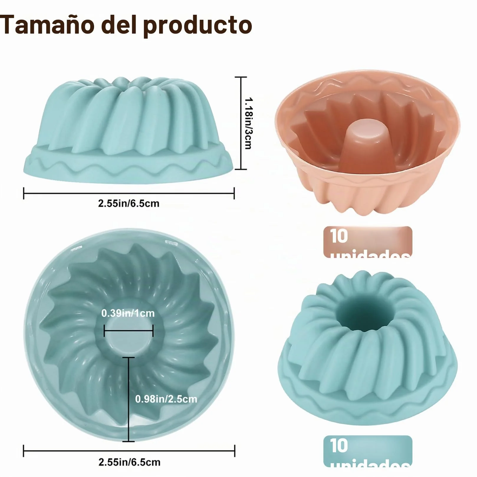 20 Pcs Moldes de Silicone, Molde Bizcocho, Molde Savarin Silicona, de Silicona Reposteria Espiral Antiadherentes para Tartas, Diámetro 6,5 cm, Altura 2,8 cm