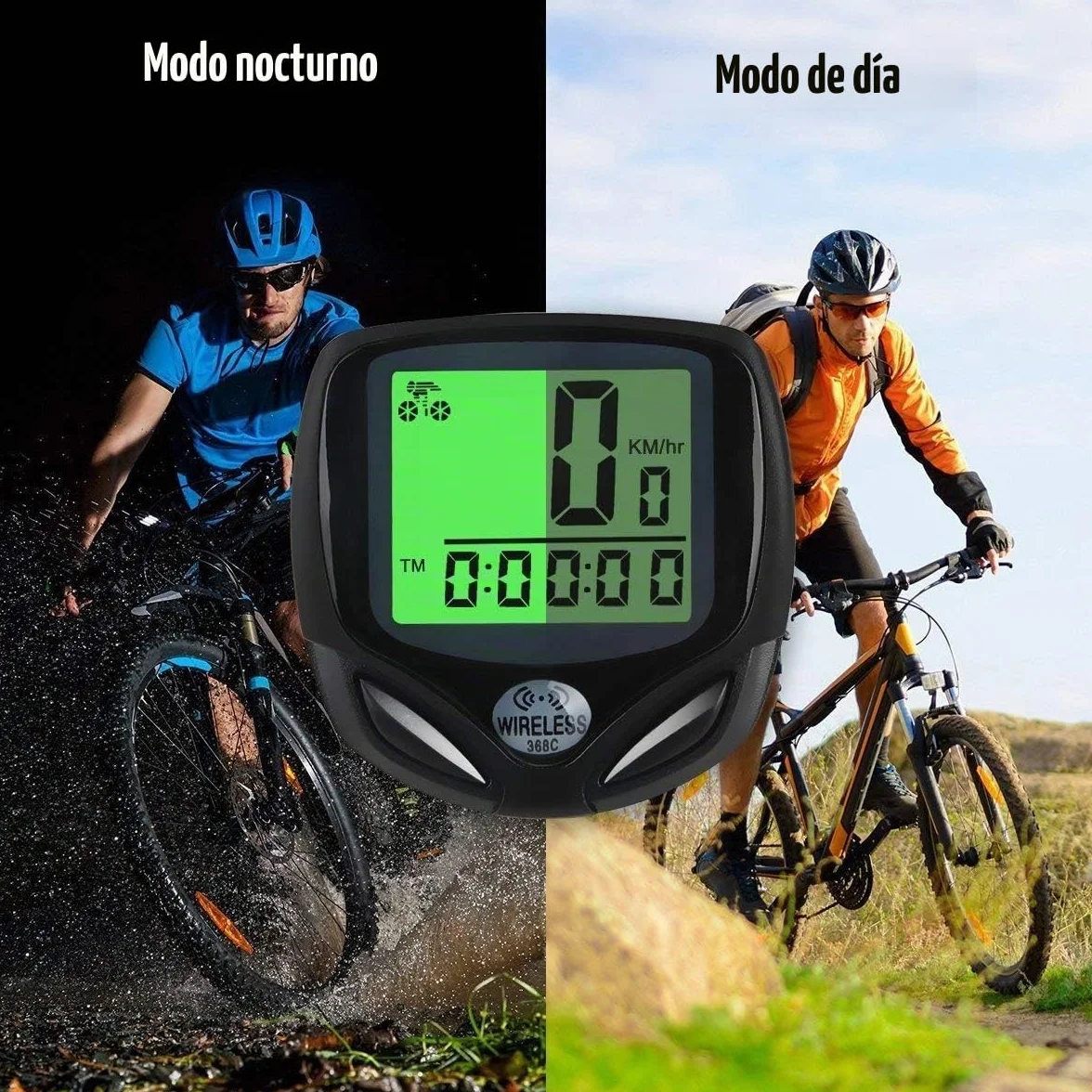 Velocímetro de bicicleta inalámbrico impermeable con odómetro multifunción LCD retroiluminado