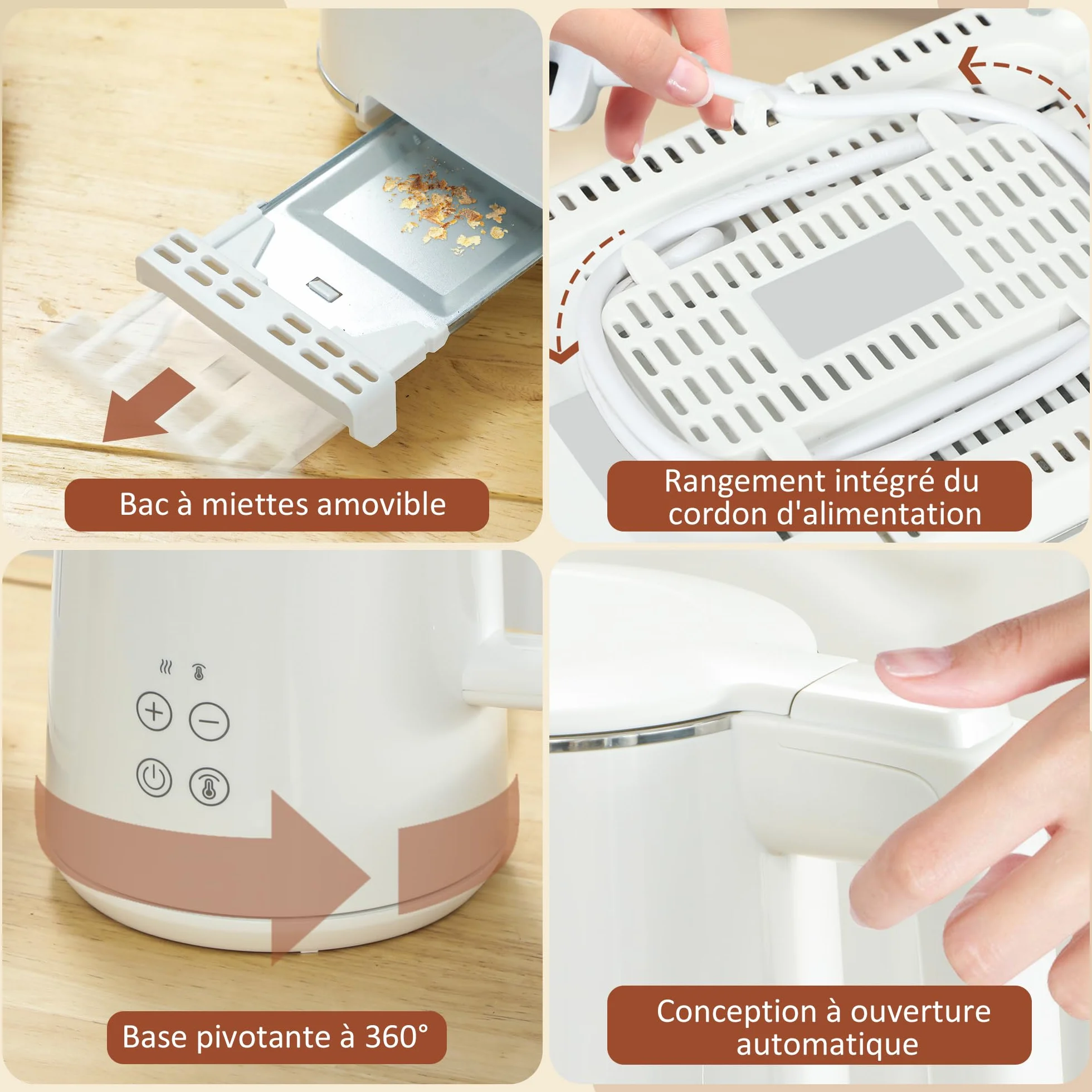 HOMCOM Juego de hervidor y tostadora 2200 W, hervidor de Agua de Acero Inoxidable 1,5 L con Aislamiento y tostadora 2 rebanadas, 7 Niveles de bruñido, descongelación, recalentamiento y Bandeja para