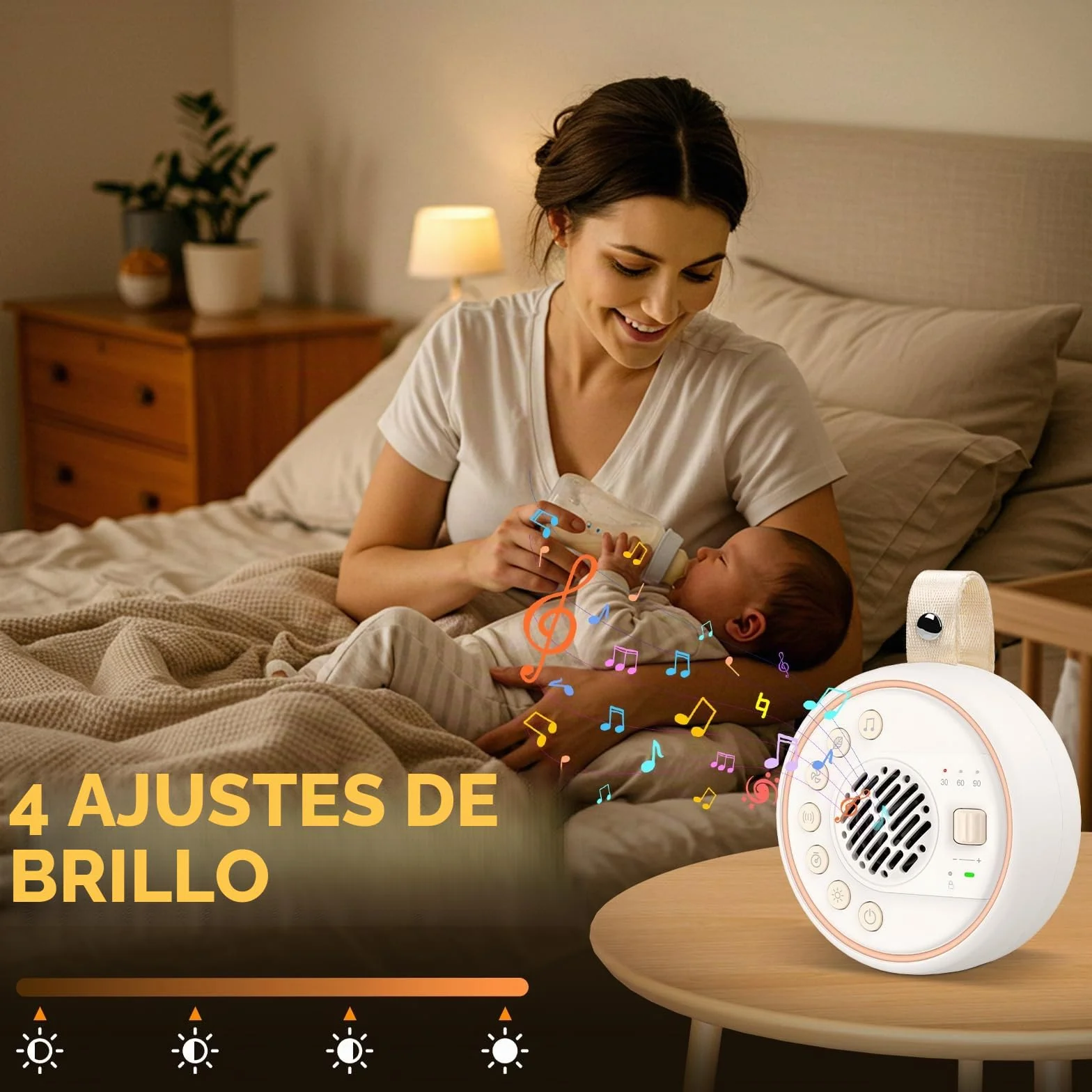 Máquina Ruido Blanco Bebé Portátil 22 Sonidos 60 Volumen 3 Temporizador 2000mAh