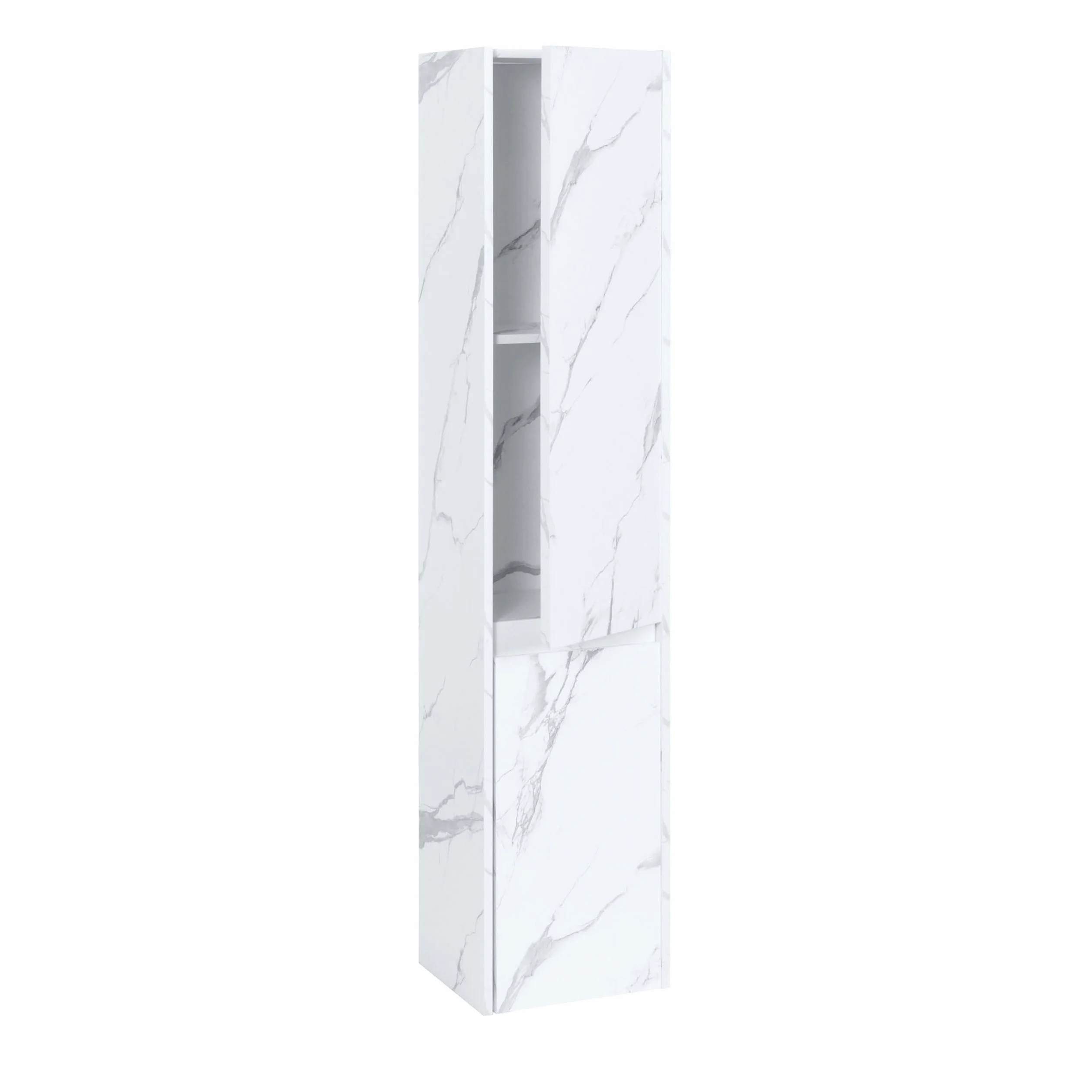 HWC-L86AM - Armario de baño (melamina, 2 puertas, 3 compartimentos, 160 x 33 cm), color blanco