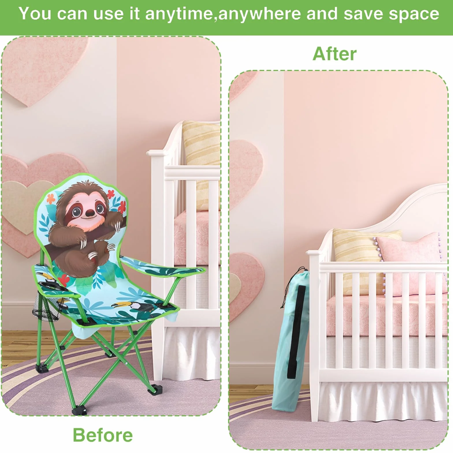 Silla de camping para niños con soporte para bebidas, silla plegable para exteriores, silla plegable portátil, silla de jardín para niños, fuerte y estable, silla de camping infantil para