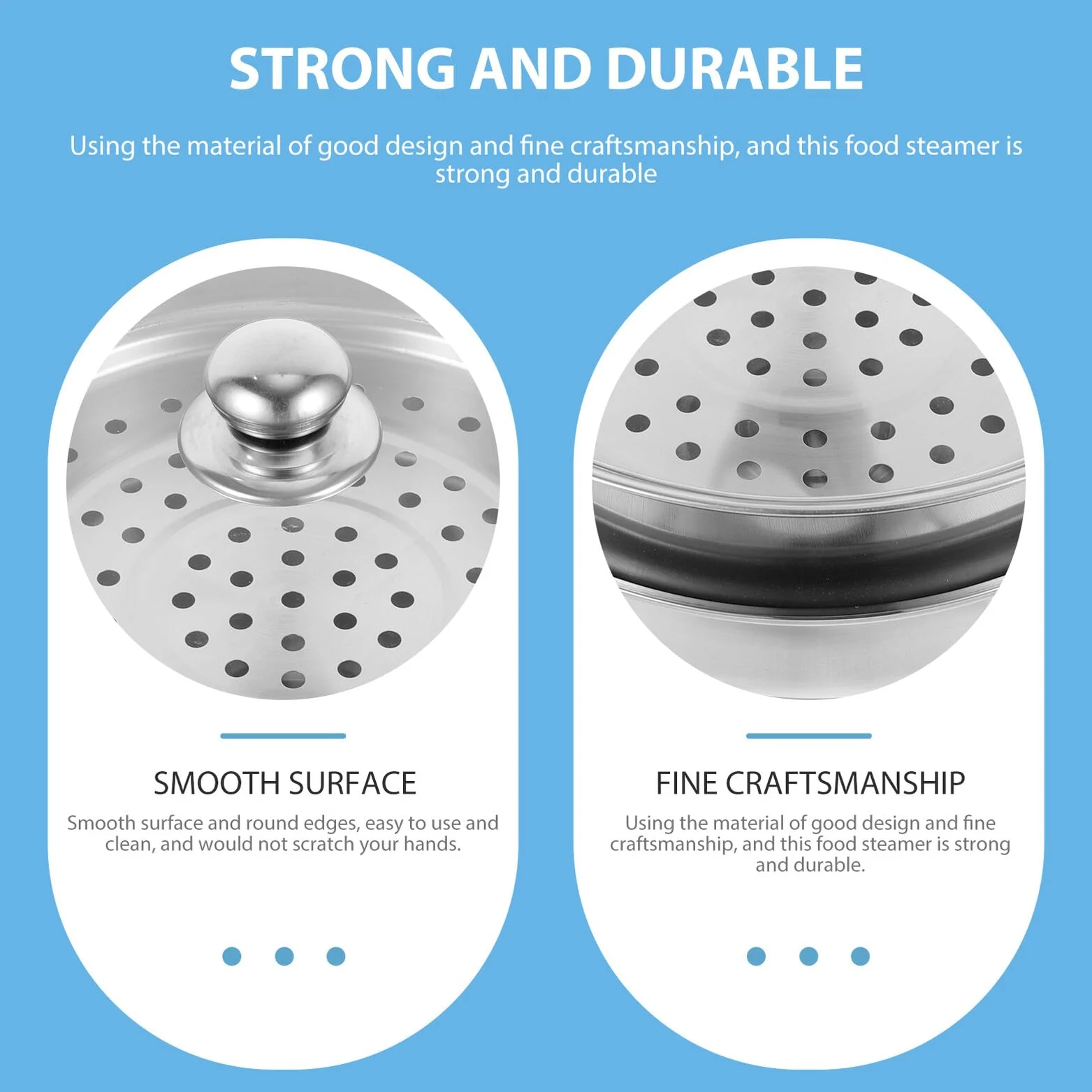 Olla Vaporera de Acero Inoxidable Doble Capa para Cocina Diseño de Asa, Cocedor de Verduras al Vapor Multifunción Adecuado para Uso en Cocina
