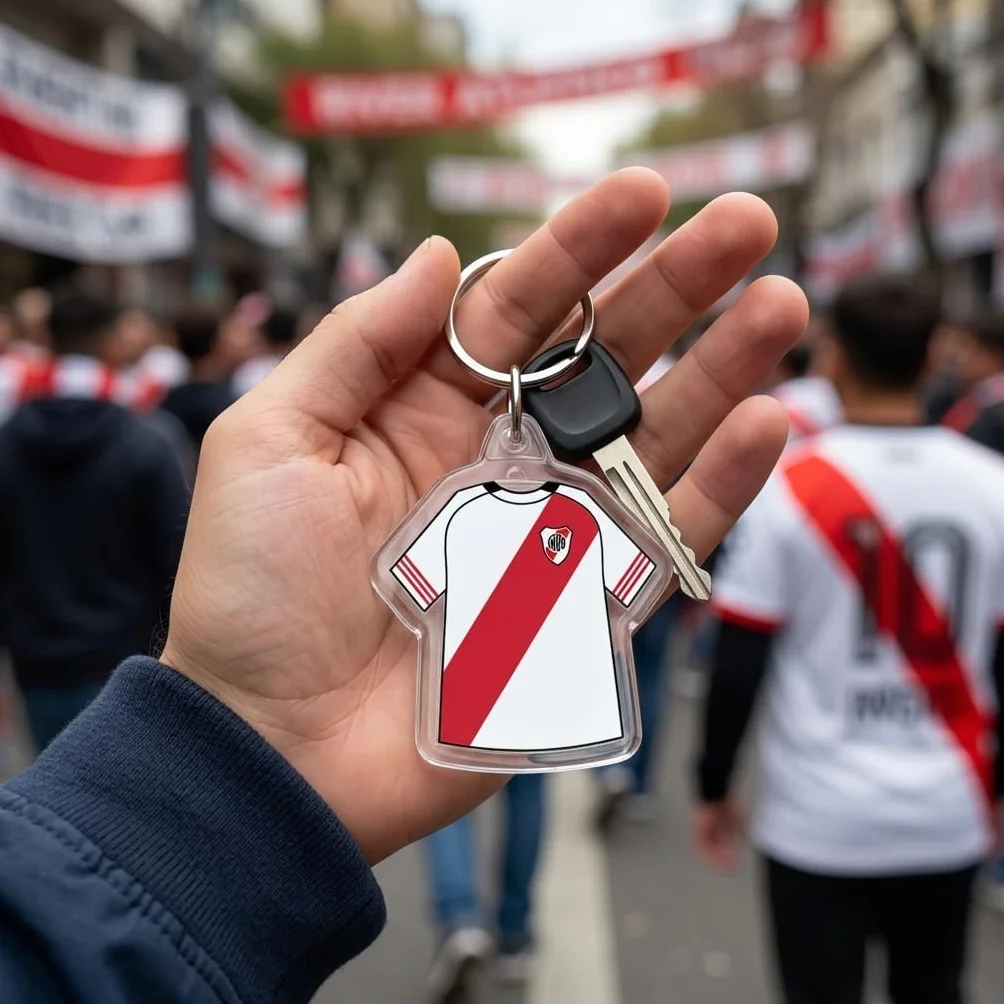 Llavero de River Plate de acrílico transparente doble cara con anilla metálica