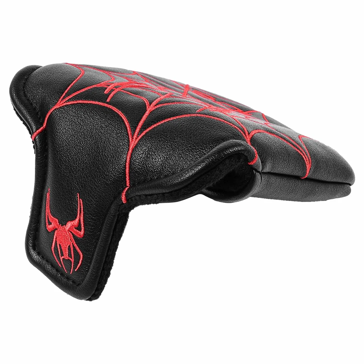 Funda para cabeza de palo de golf, bordado de araña negra y roja, magnética, poliuretano, 12 x 13 cm