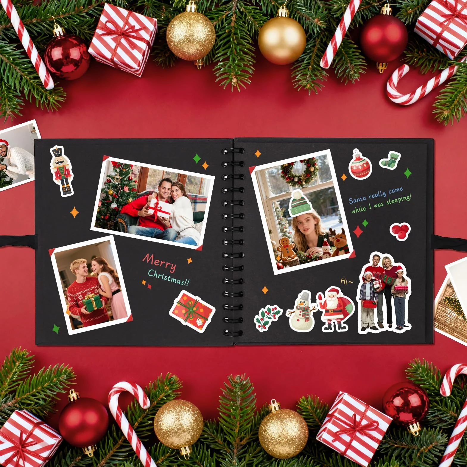 Vienrose Álbum Fotográfico de Álbum DIY Spiral Scrapbooking Álbumes de Recortes 20,5x20,5 cm 40 Páginas Negros Regalos de Valentino Boda Aniversario Nacimiento Bebé Cumpleaños y Recuerdos Familiares